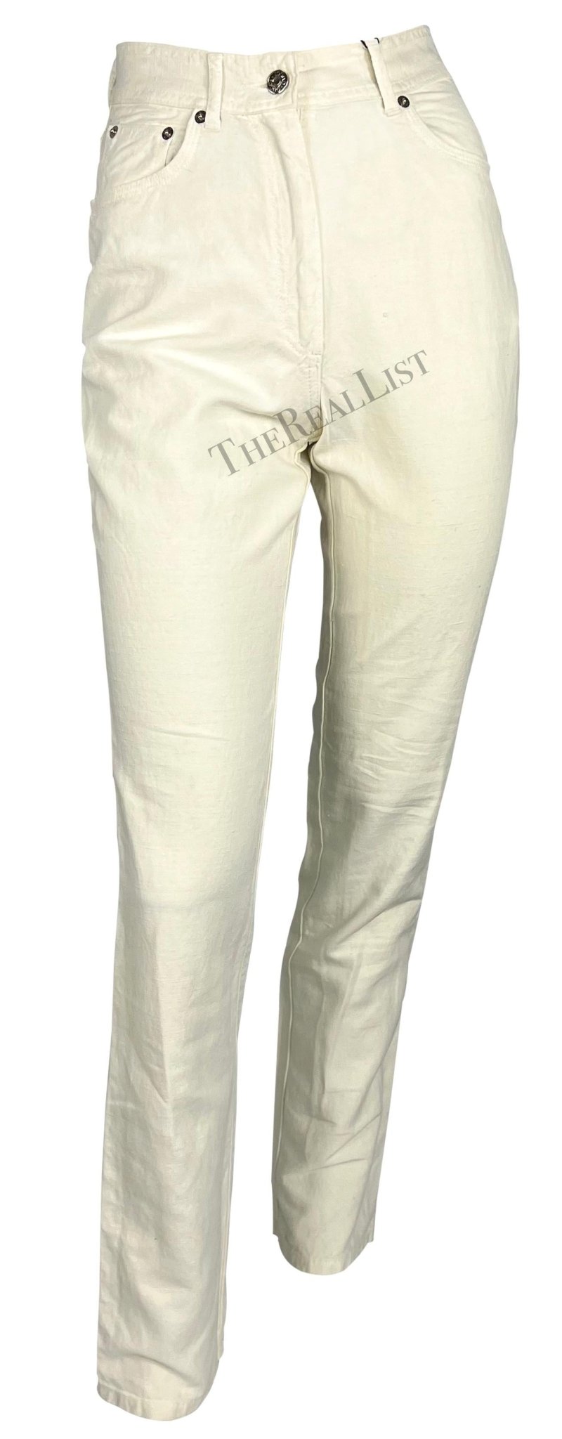NWT S/S 1995 Gucci by Tom Ford GG Cream Cotton Linen Jeans - RealList