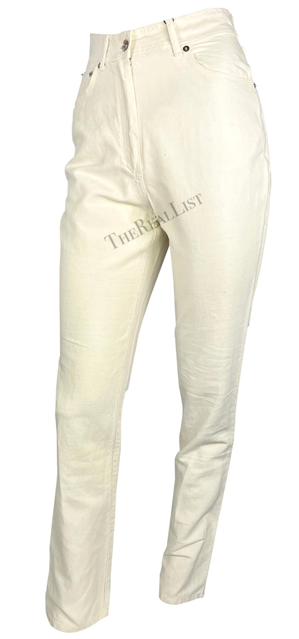 NWT S/S 1995 Gucci by Tom Ford GG Cream Cotton Linen Jeans - RealList