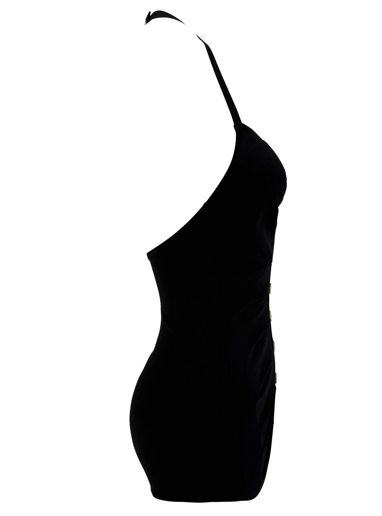 NWT S/S 1996 Dolce & Gabbana Black Pleated Logo Button One - Piece Swimsuit - RealList