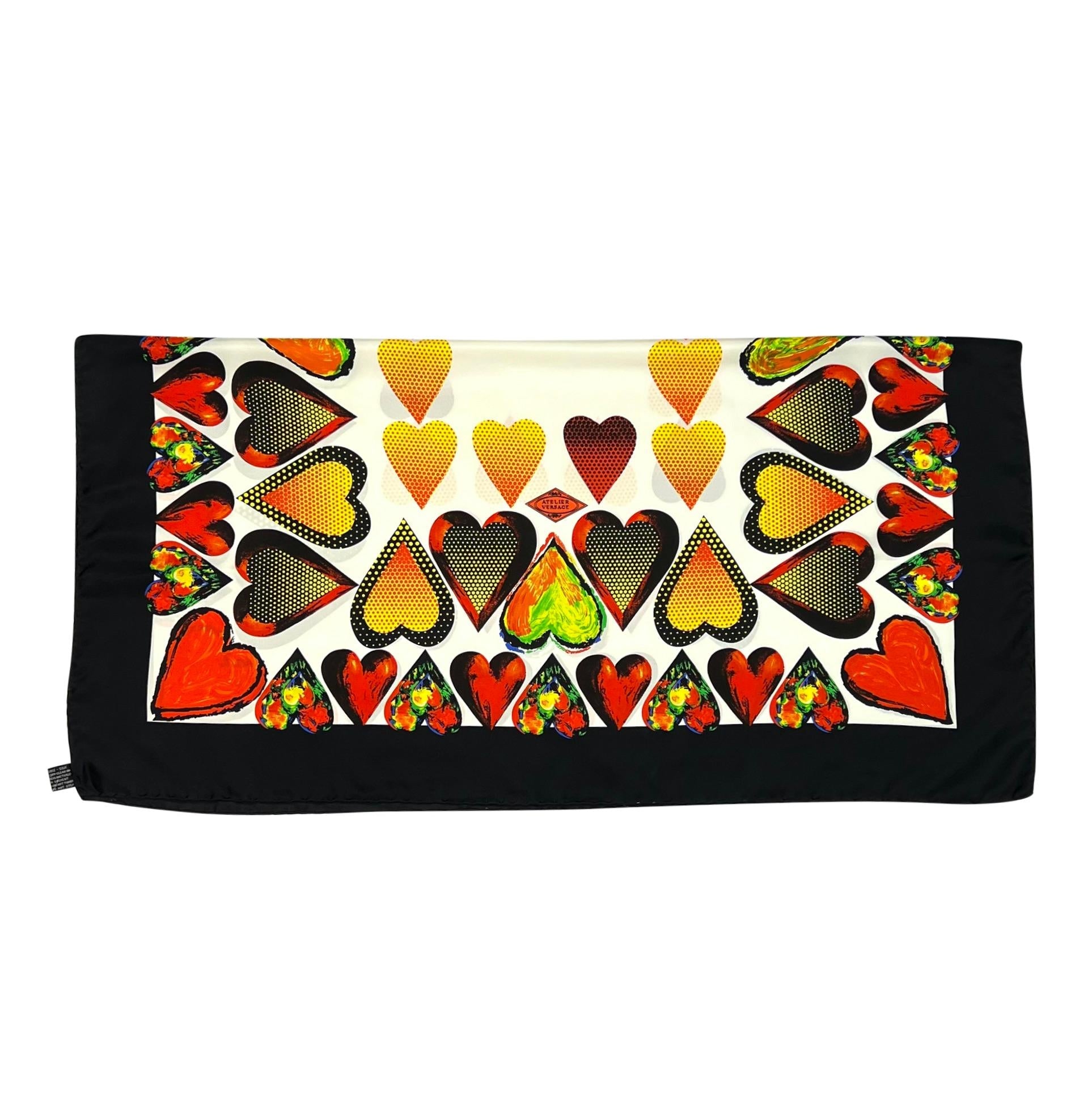 NWT S/S 1997 Gianni Versace Abstract Red White Heart Print Square Silk Scarf - RealList