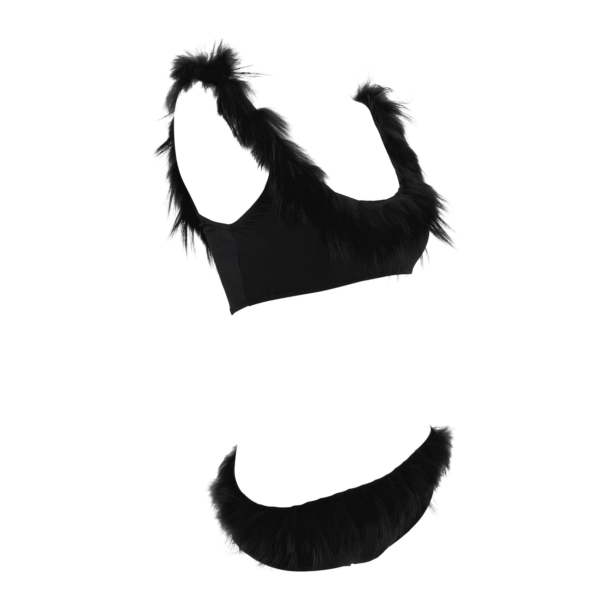 NWT S/S 1998 Fendi by Karl Lagerfeld Black Fur Appliqué Bikini Swimsuit Set - RealList