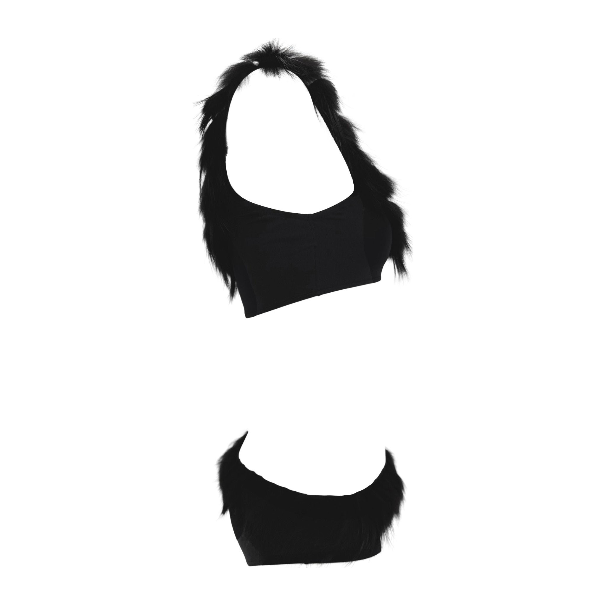 NWT S/S 1998 Fendi by Karl Lagerfeld Black Fur Appliqué Bikini Swimsuit Set - RealList