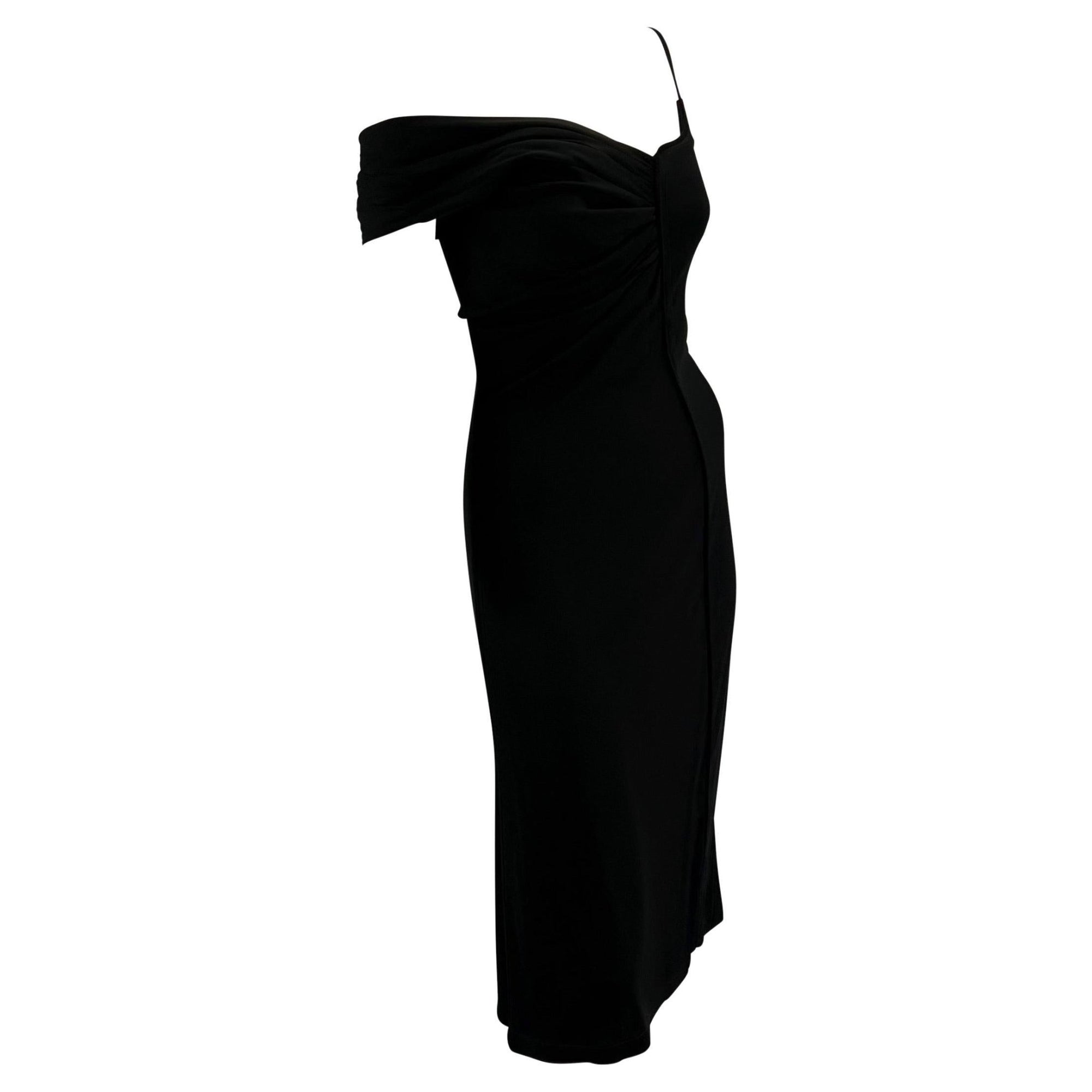 NWT S/S 1998 Gianni Versace by Donatella Asymmetric Black Corseted Dress - RealList