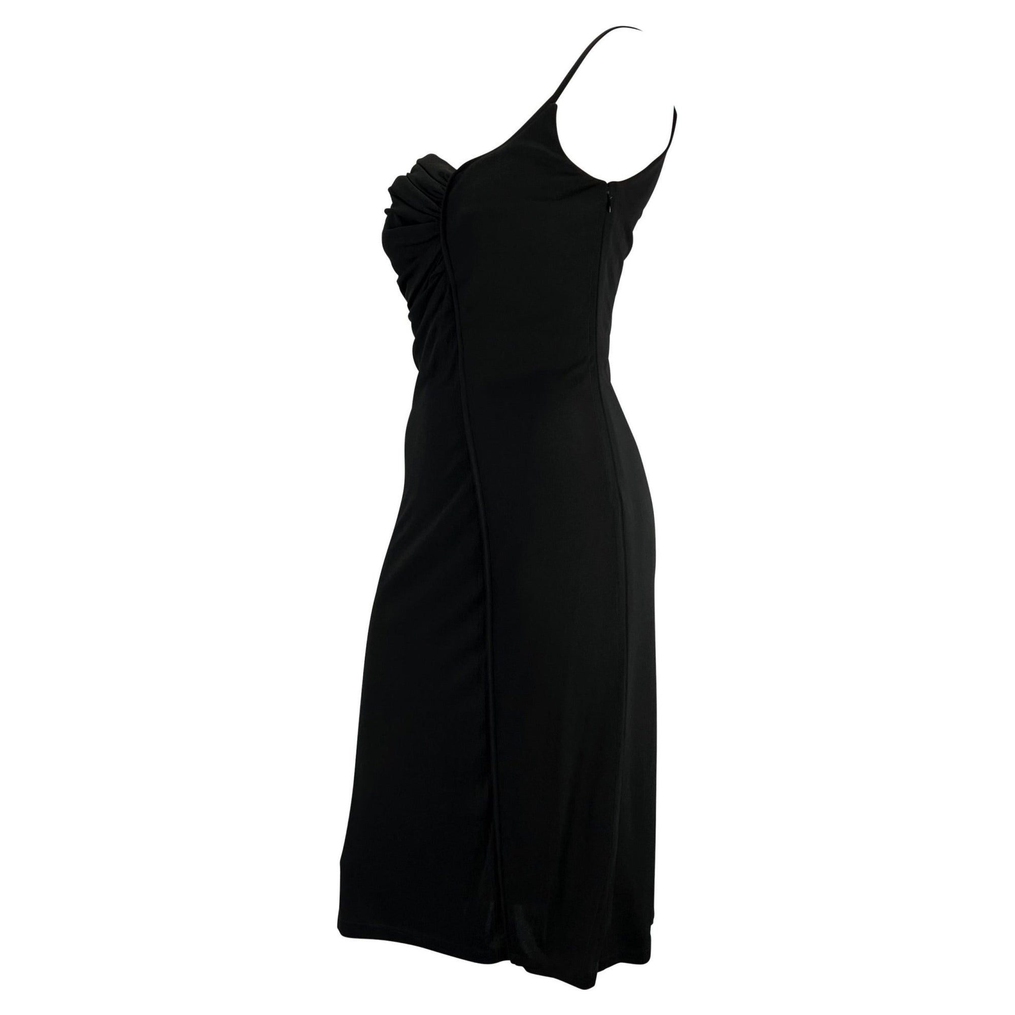 NWT S/S 1998 Gianni Versace by Donatella Asymmetric Black Corseted Dress - RealList