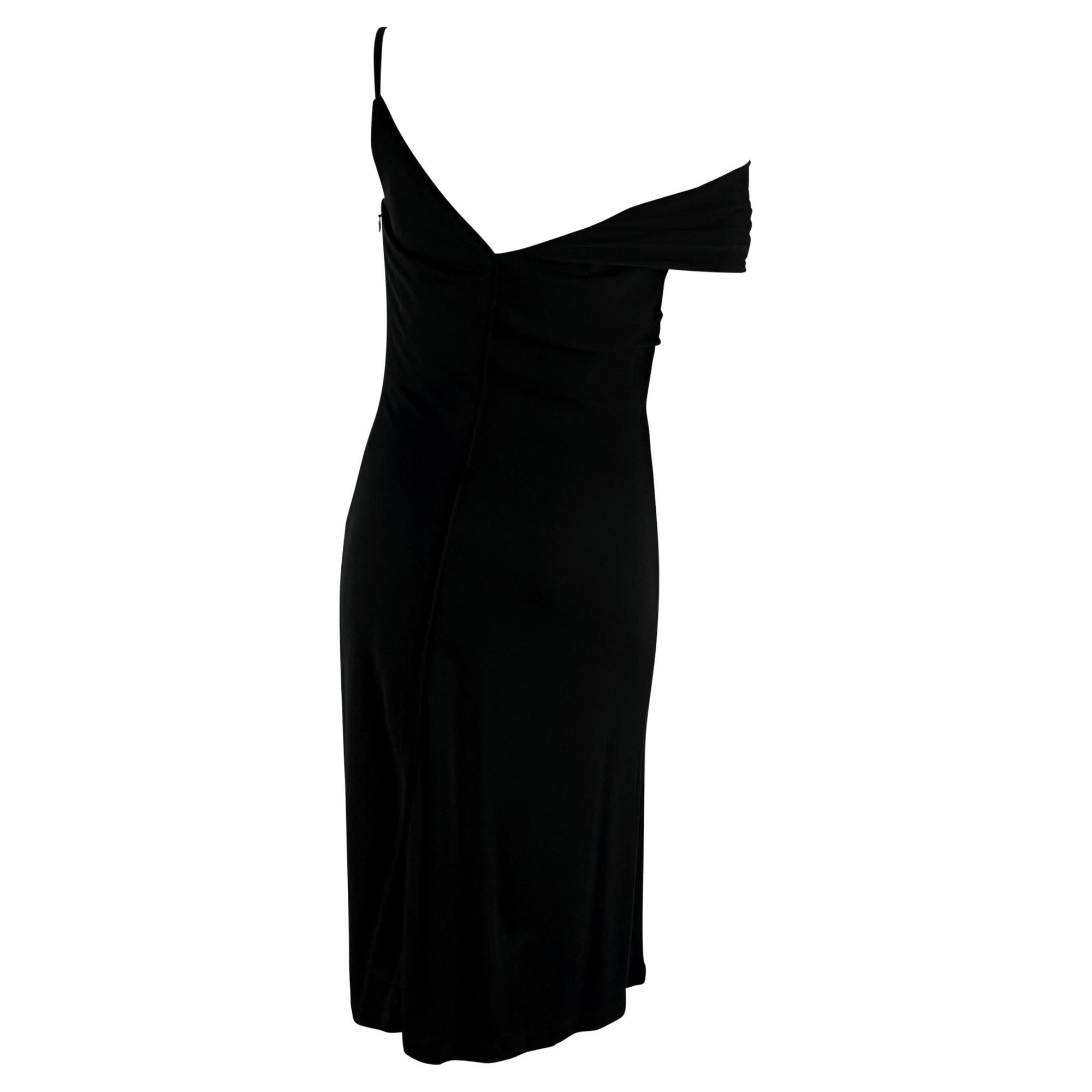 NWT S/S 1998 Gianni Versace by Donatella Asymmetric Black Corseted Dress - RealList