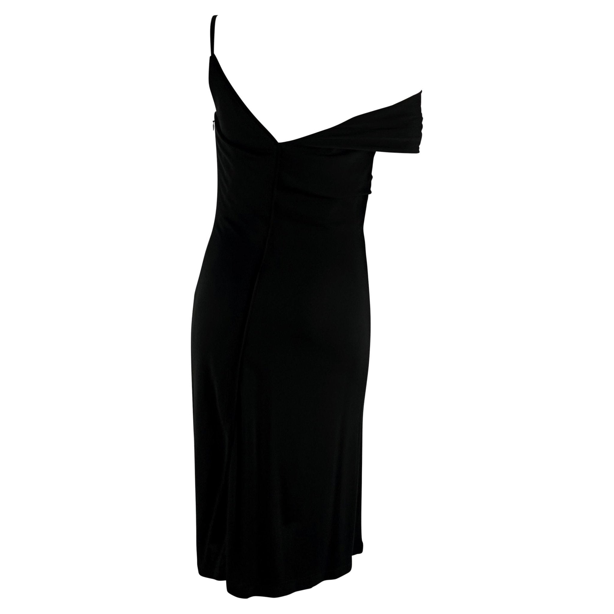 NWT S/S 1998 Gianni Versace by Donatella Asymmetric Black Corseted Dress - RealList