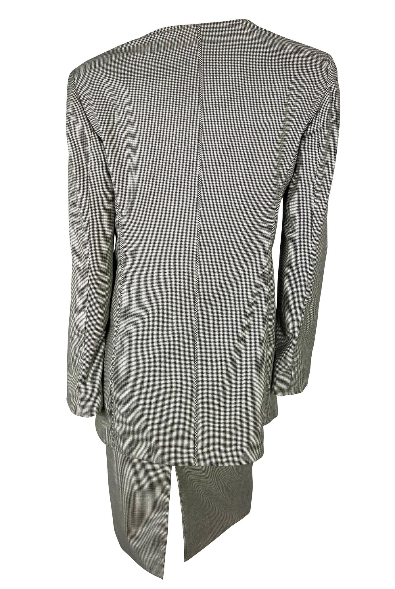 NWT S/S 1998 Gianni Versace by Donatella Houndstooth Tunic Suit Green Lining - RealList