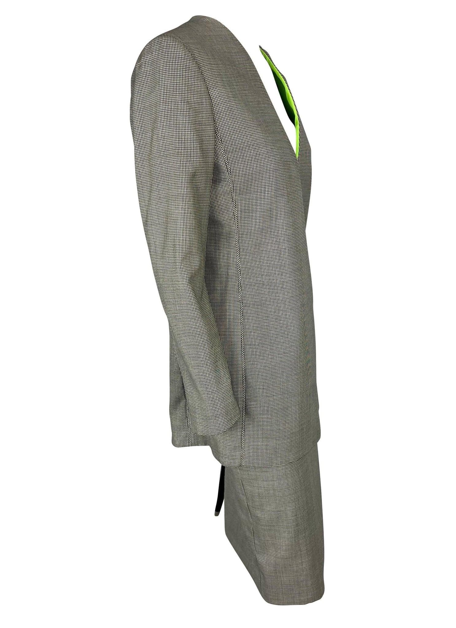 NWT S/S 1998 Gianni Versace by Donatella Houndstooth Tunic Suit Green Lining - RealList
