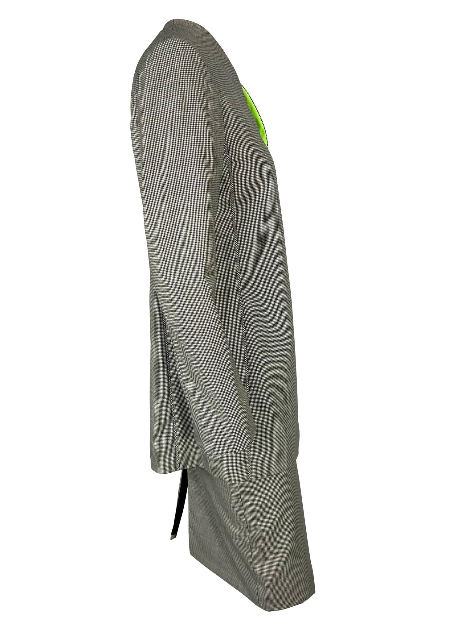 NWT S/S 1998 Gianni Versace by Donatella Houndstooth Tunic Suit Green Lining - RealList