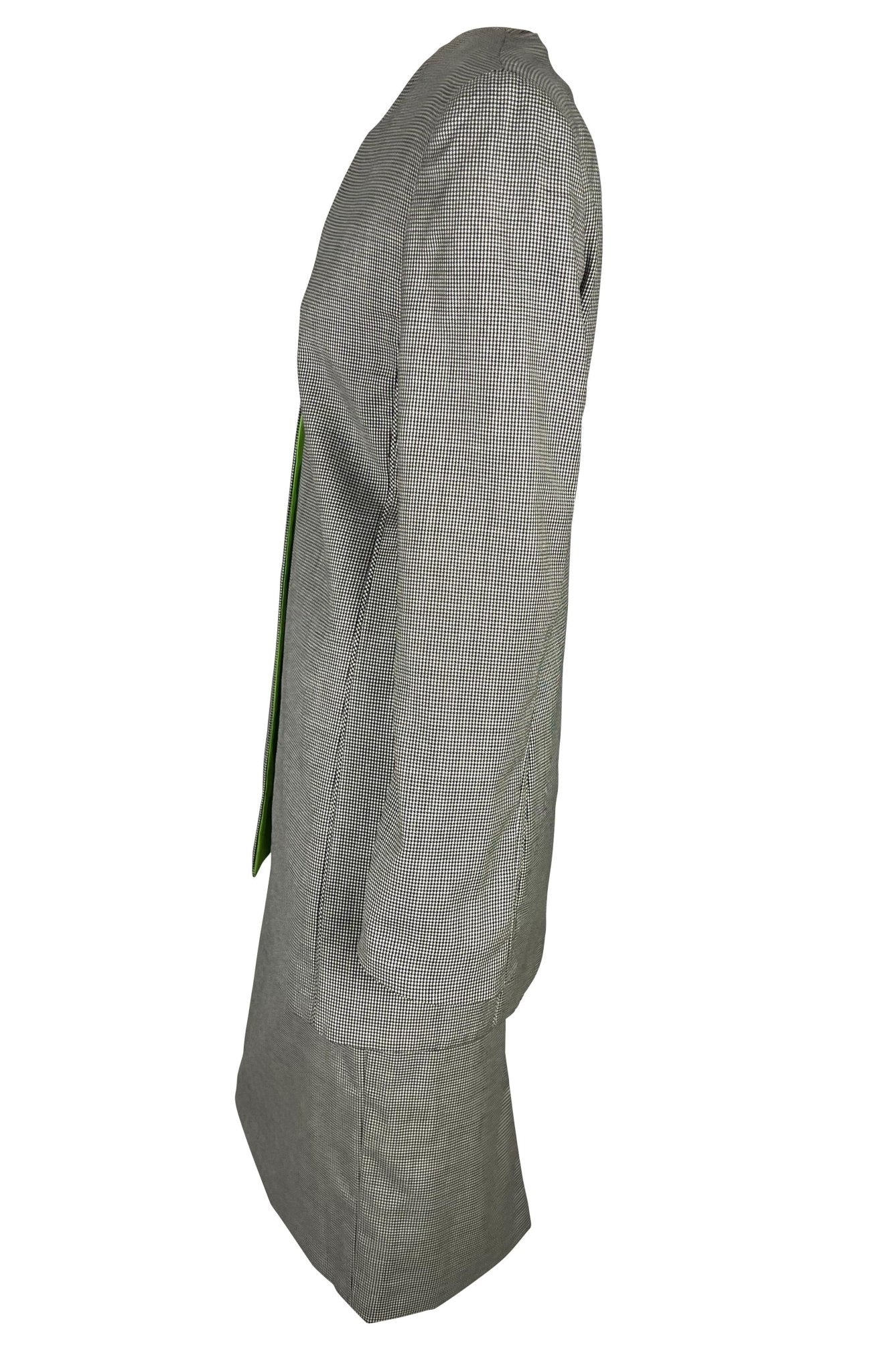 NWT S/S 1998 Gianni Versace by Donatella Houndstooth Tunic Suit Green Lining - RealList