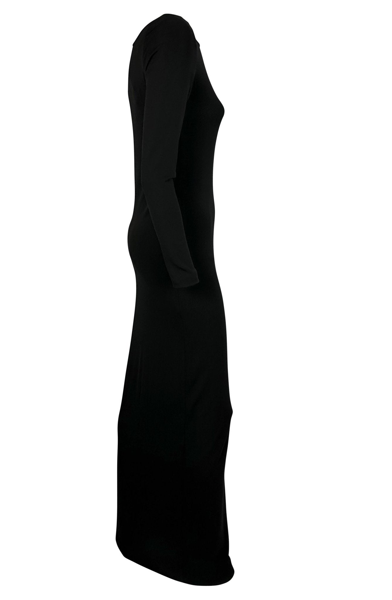 NWT S/S 1998 Gucci by Tom Ford Asymmetric Neckline Black Jersey Stretch Gown - RealList