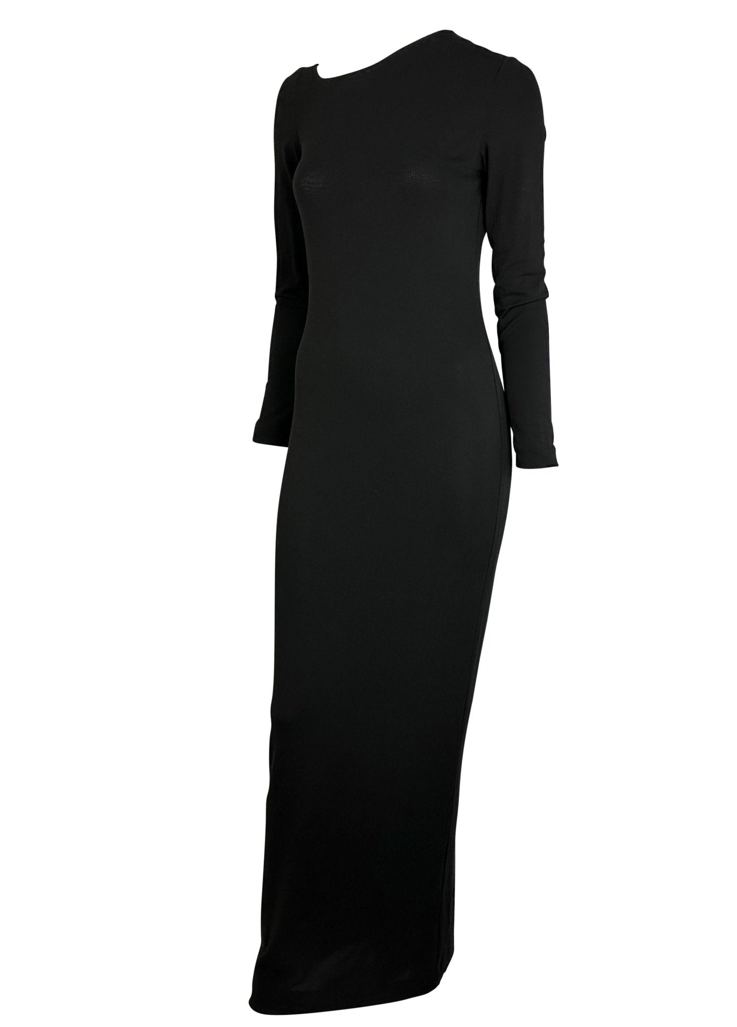 NWT S/S 1998 Gucci by Tom Ford Asymmetric Neckline Black Jersey Stretch Gown - RealList