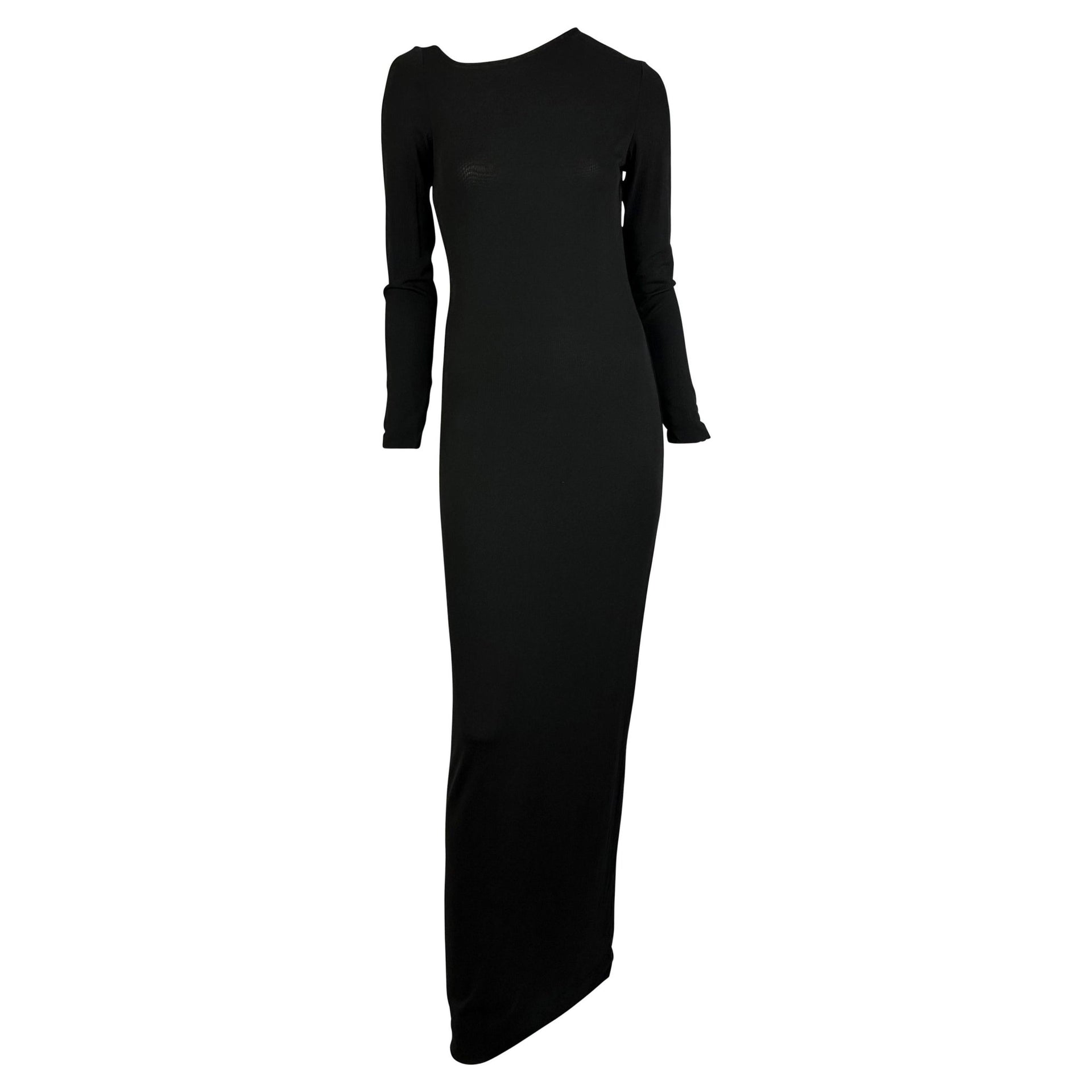NWT S/S 1998 Gucci by Tom Ford Asymmetric Neckline Black Jersey Stretch Gown - RealList