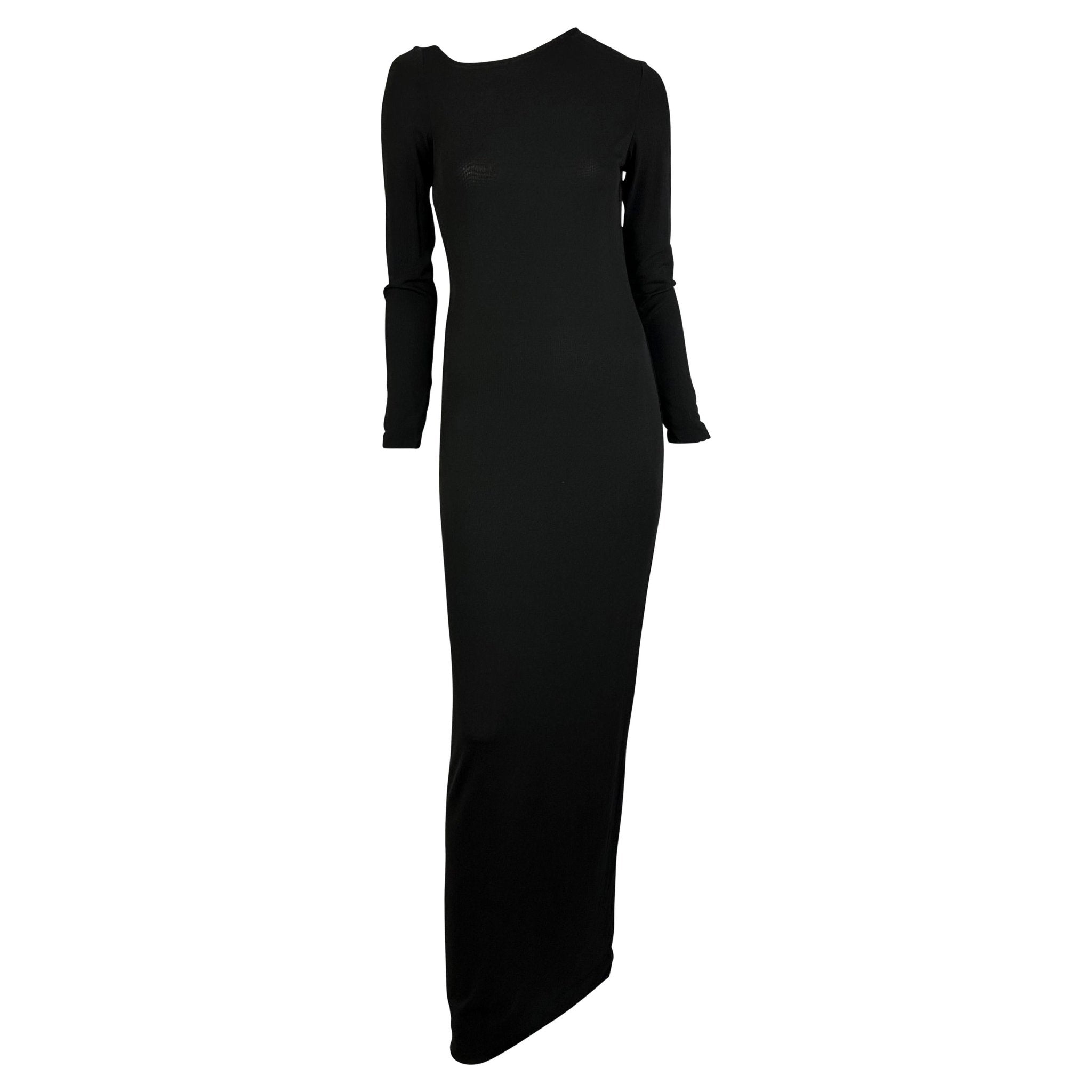 NWT S/S 1998 Gucci by Tom Ford Asymmetric Neckline Black Jersey Stretch Gown - RealList