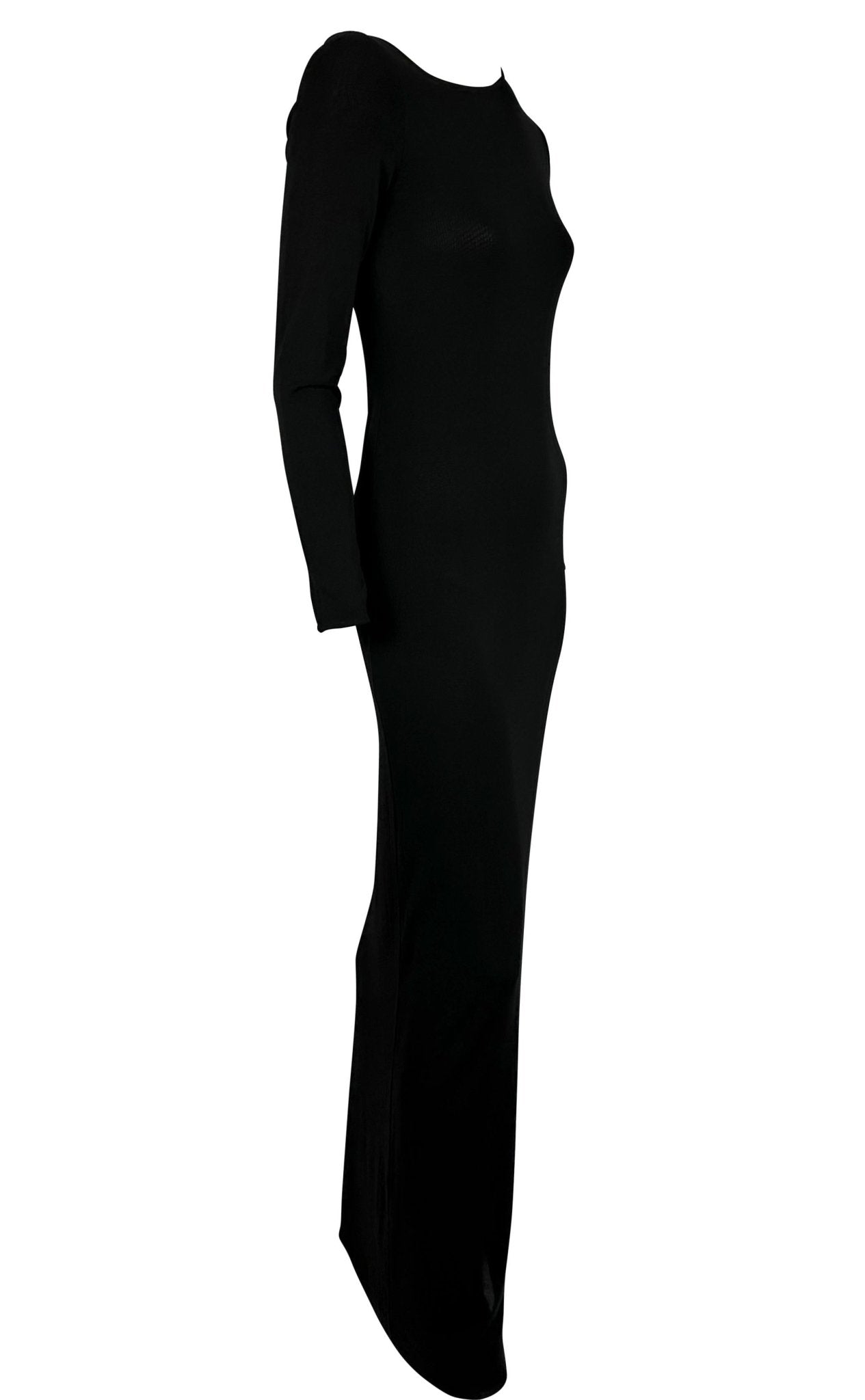 NWT S/S 1998 Gucci by Tom Ford Asymmetric Neckline Black Jersey Stretch Gown - RealList