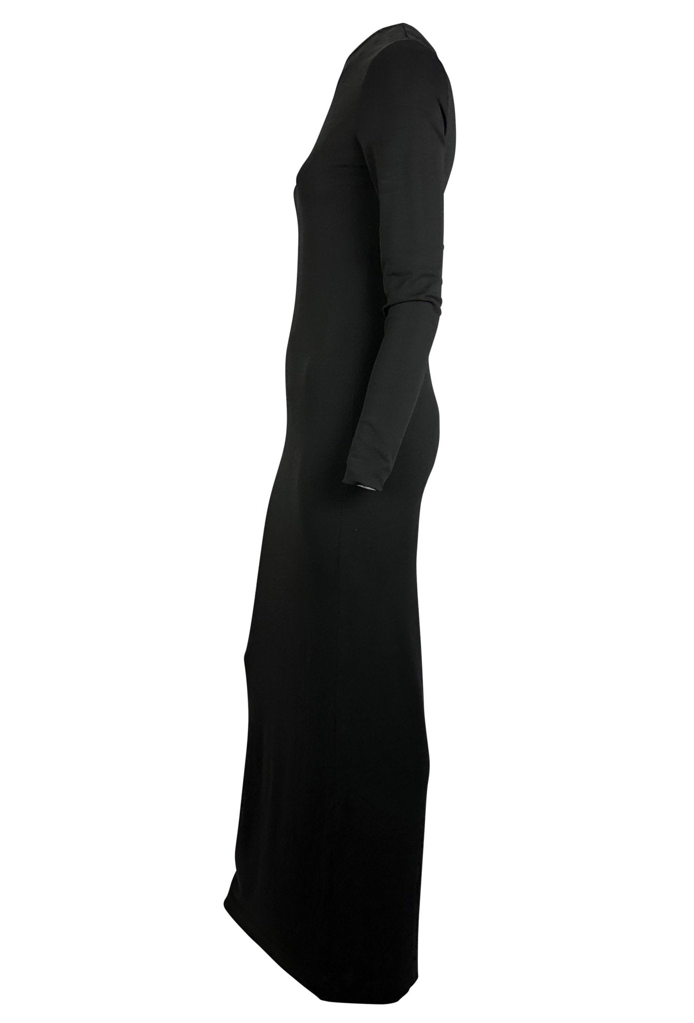 NWT S/S 1998 Gucci by Tom Ford Asymmetric Neckline Black Jersey Stretch Gown - RealList