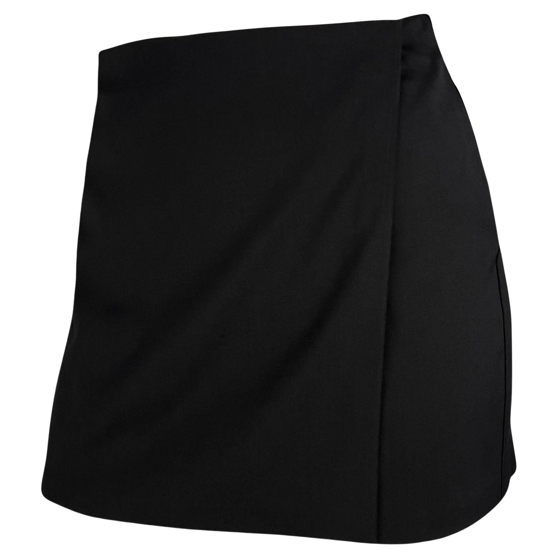 NWT S/S 1998 Gucci by Tom Ford Prototype Black Wrap Stretch Wool Mini Skirt - RealList