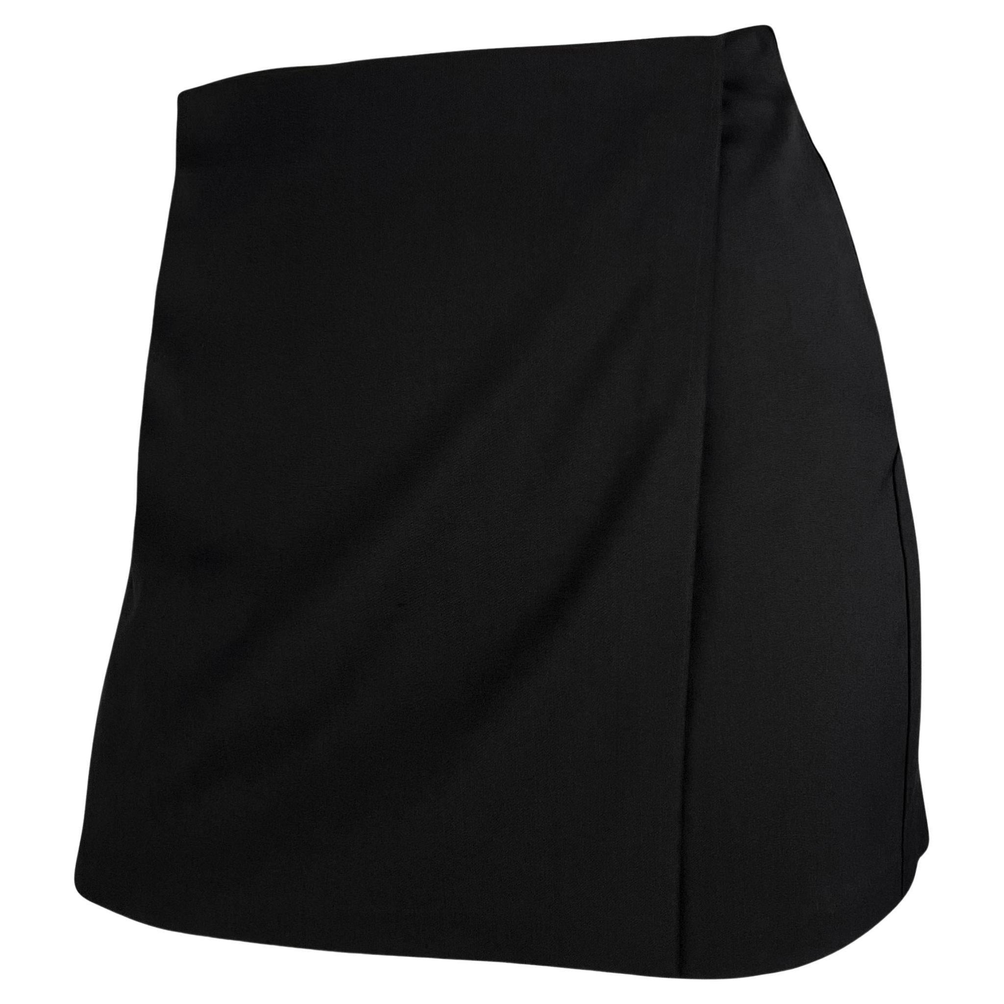 NWT S/S 1998 Gucci by Tom Ford Prototype Black Wrap Stretch Wool Mini Skirt - RealList