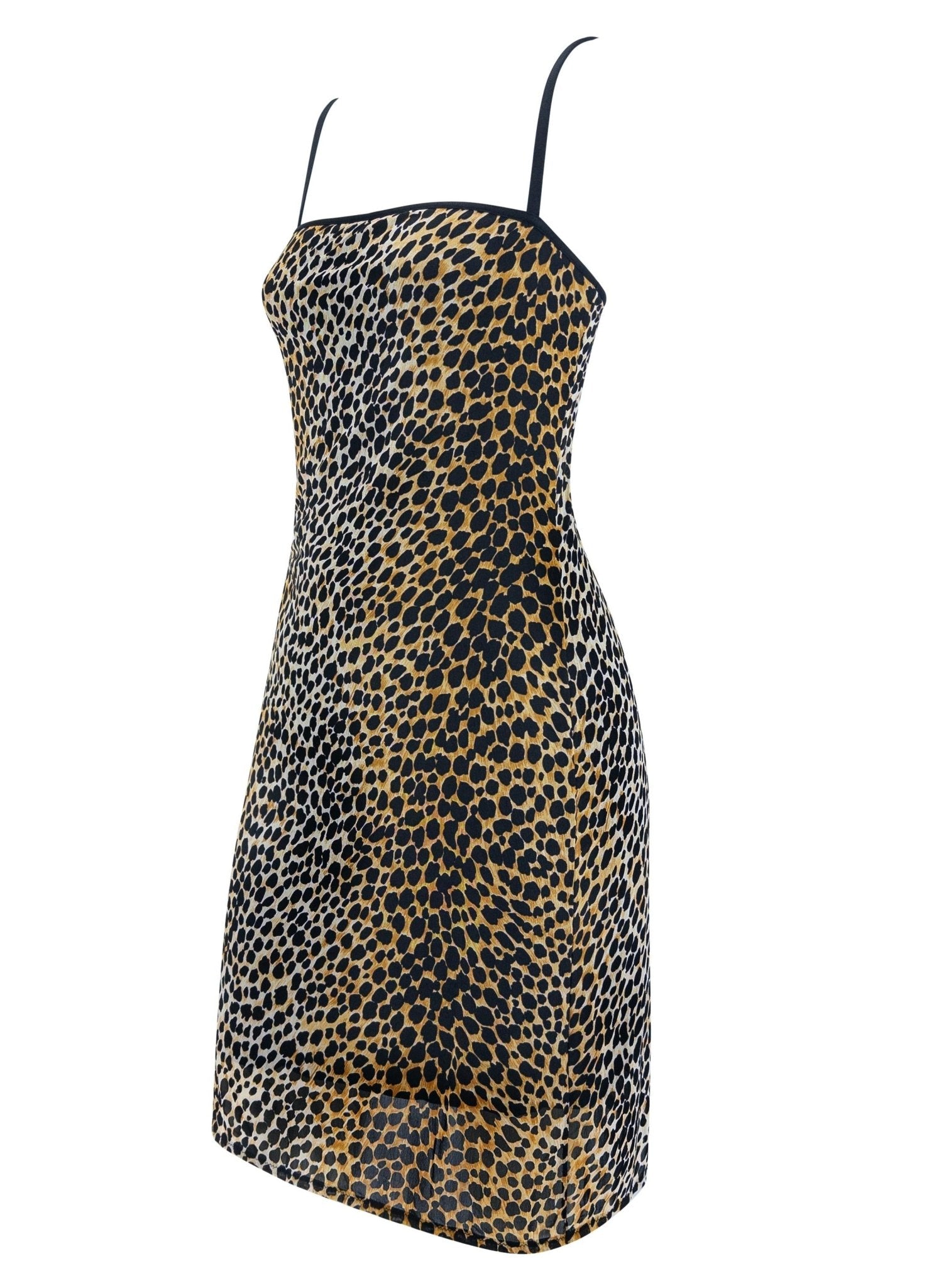 NWT S/S 1999 Dolce & Gabbana Cheetah Print Mesh Overlay Bodycon Mini Beach Dress - RealList