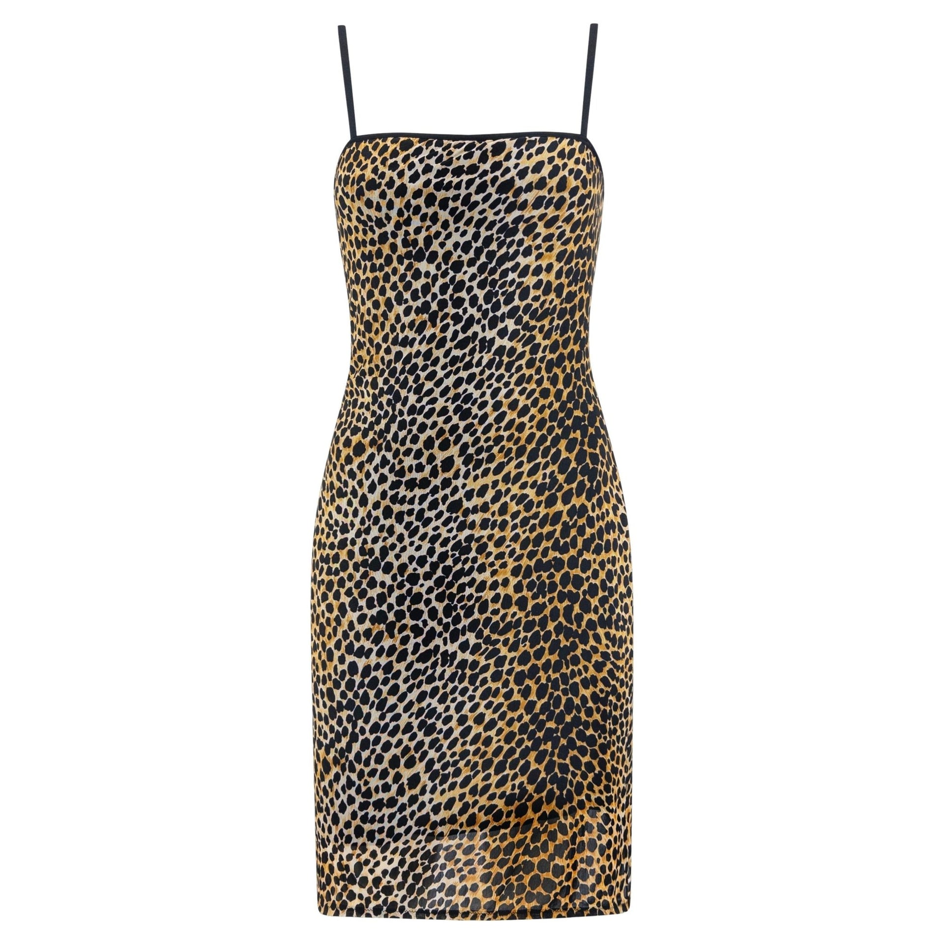 NWT S/S 1999 Dolce & Gabbana Cheetah Print Mesh Overlay Bodycon Mini Beach Dress - RealList