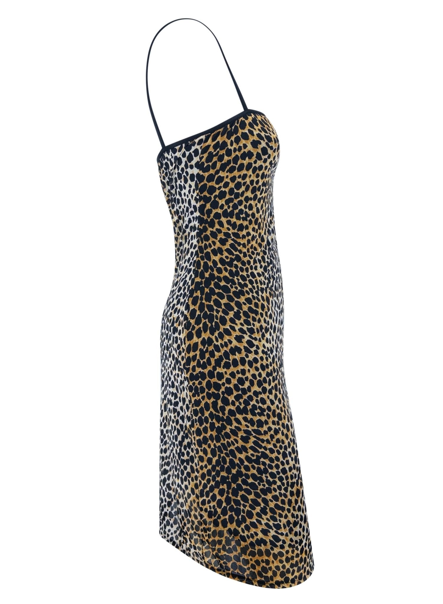 NWT S/S 1999 Dolce & Gabbana Cheetah Print Mesh Overlay Bodycon Mini Beach Dress - RealList