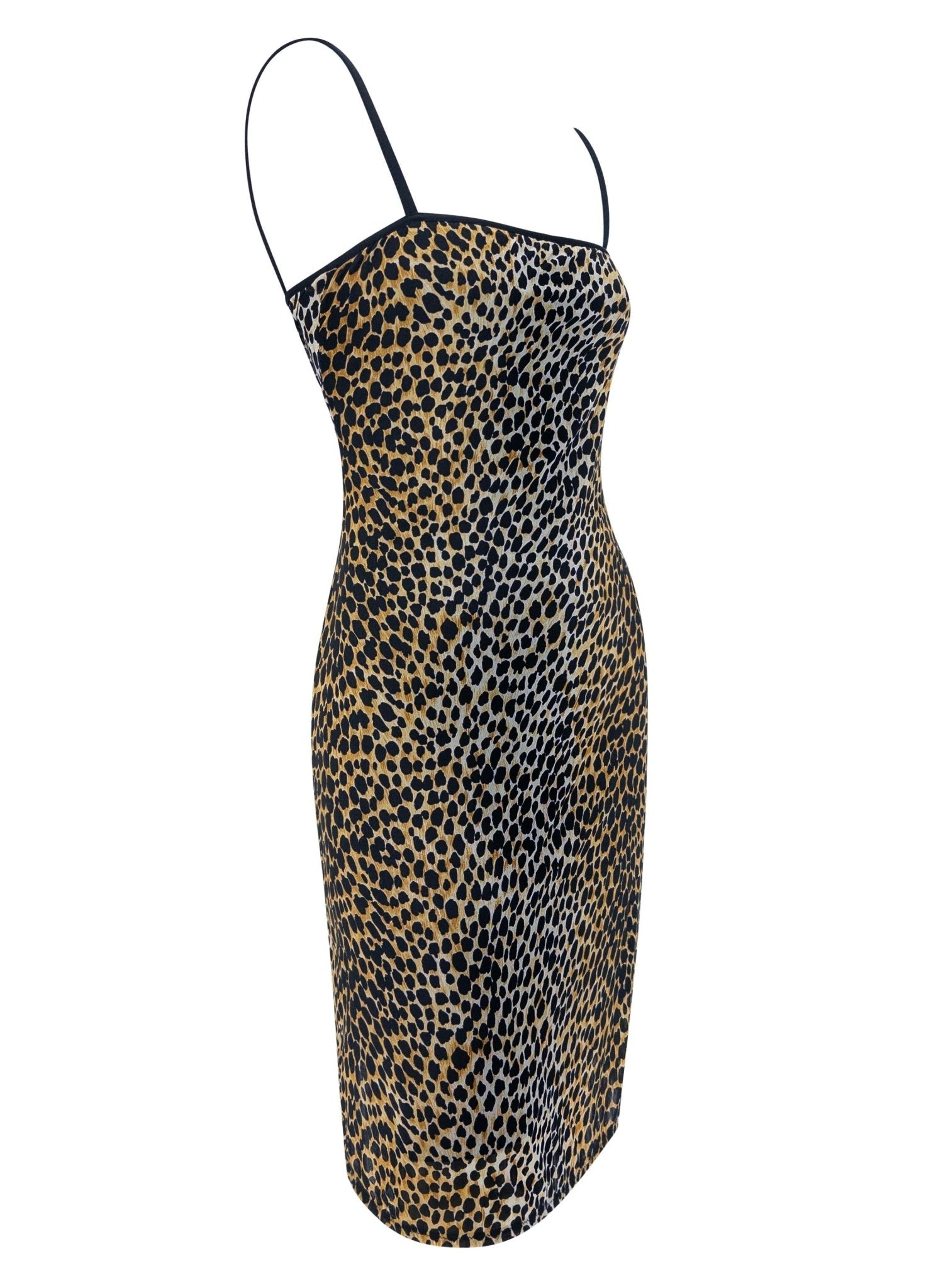 NWT S/S 1999 Dolce & Gabbana Cheetah Print Mesh Overlay Bodycon Mini Beach Dress - RealList