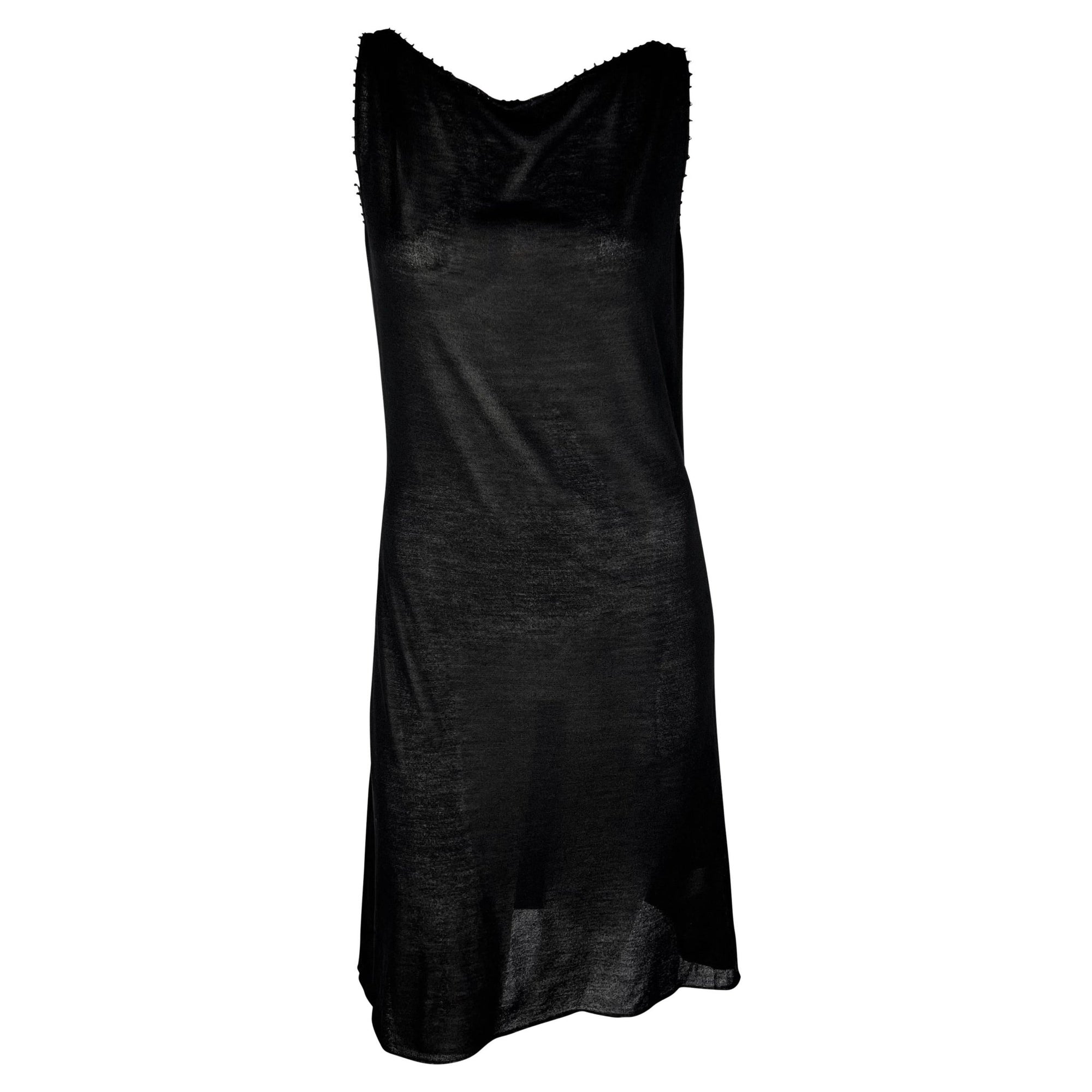 NWT S/S 1999 Gucci by Tom Ford Sheer Knit Silk Glass Beaded Bateau Mini Dress - RealList