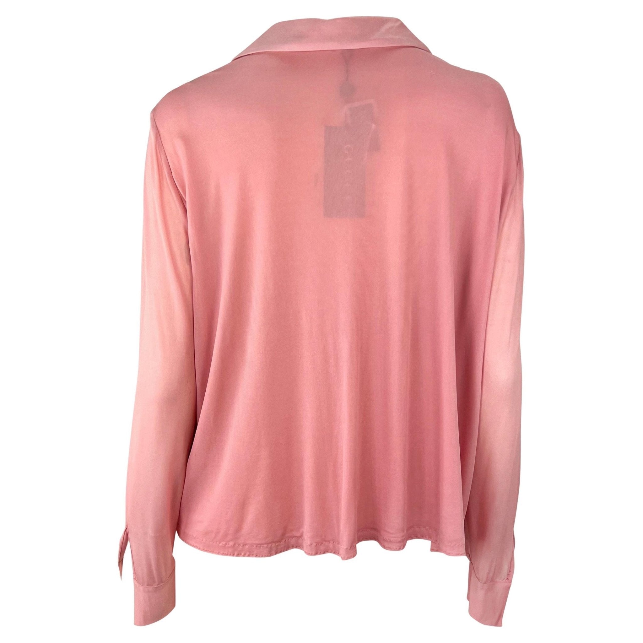 NWT S/S 2000 Gucci by Tom Ford Runway Ad Plunging Pink Collared Blouse Top - RealList