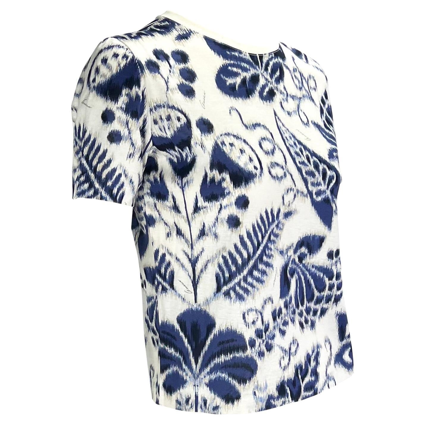 NWT S/S 2000 Gucci by Tom Ford White Navy Havana Logo Print Cotton T-Shirt - RealList