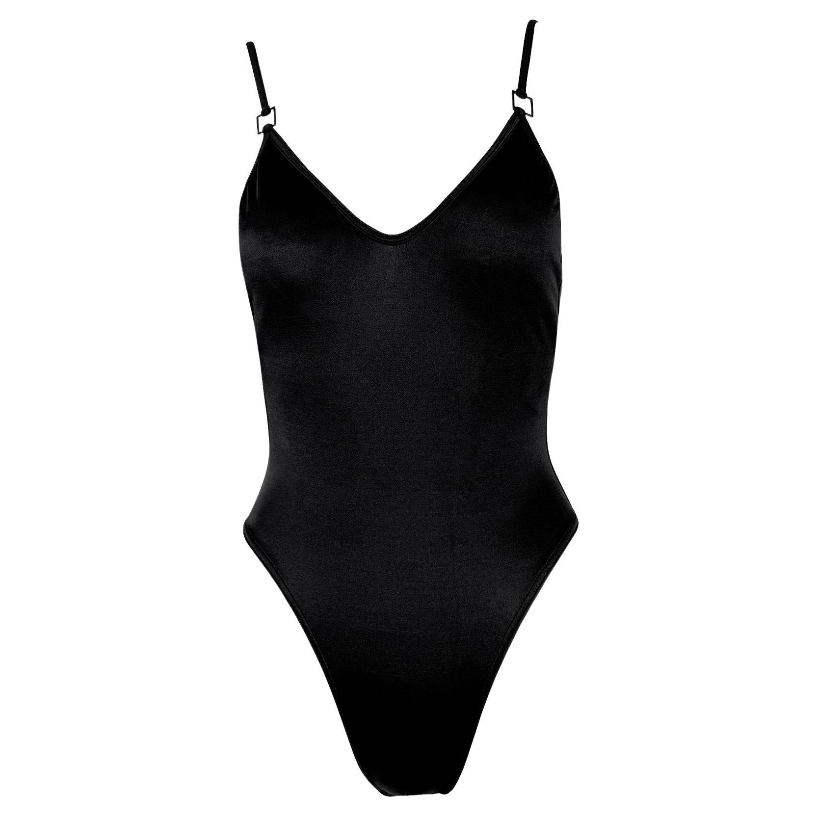 NWT S/S 2001 Gucci by Tom Ford Black Buckle One - Piece Swimsuit - RealList