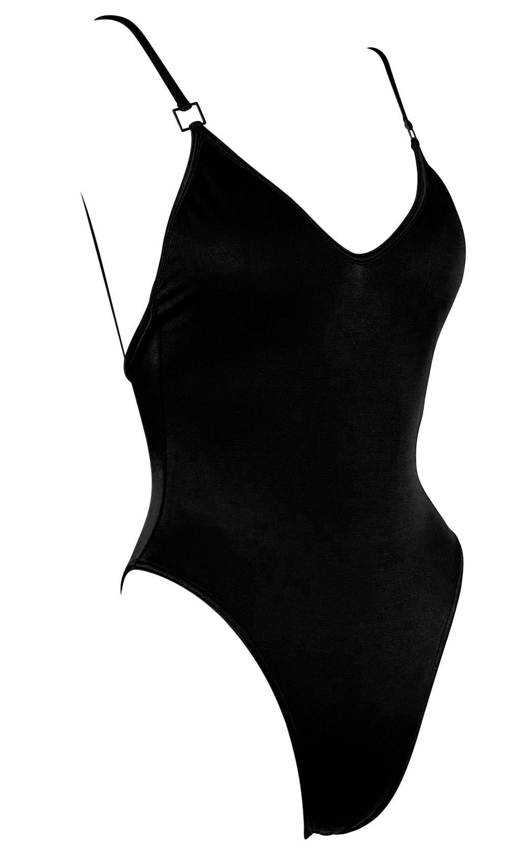 NWT S/S 2001 Gucci by Tom Ford Black Buckle One - Piece Swimsuit - RealList