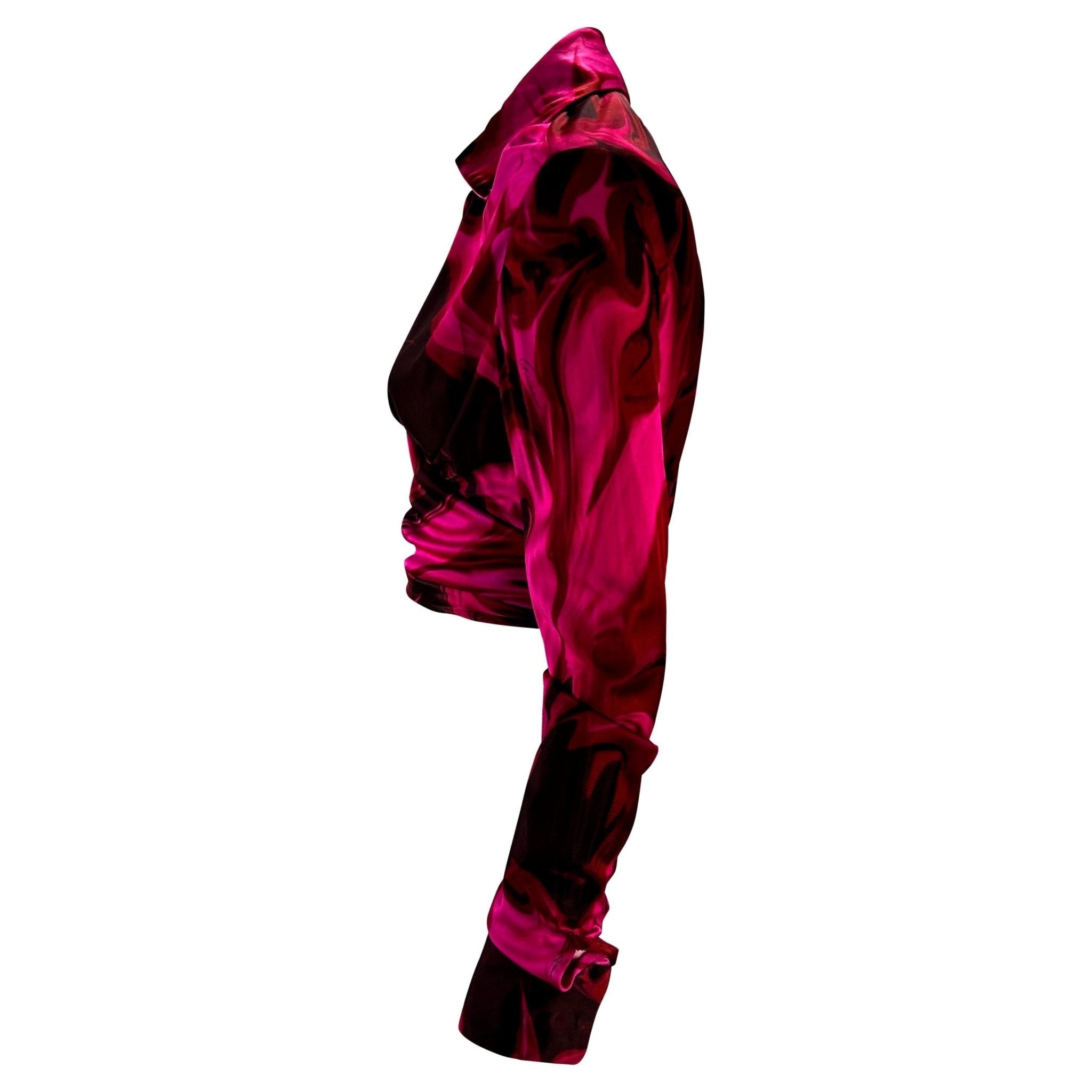 NWT S/S 2001 Gucci by Tom Ford Pink Magma Print Viscose Wrap Blouse - RealList