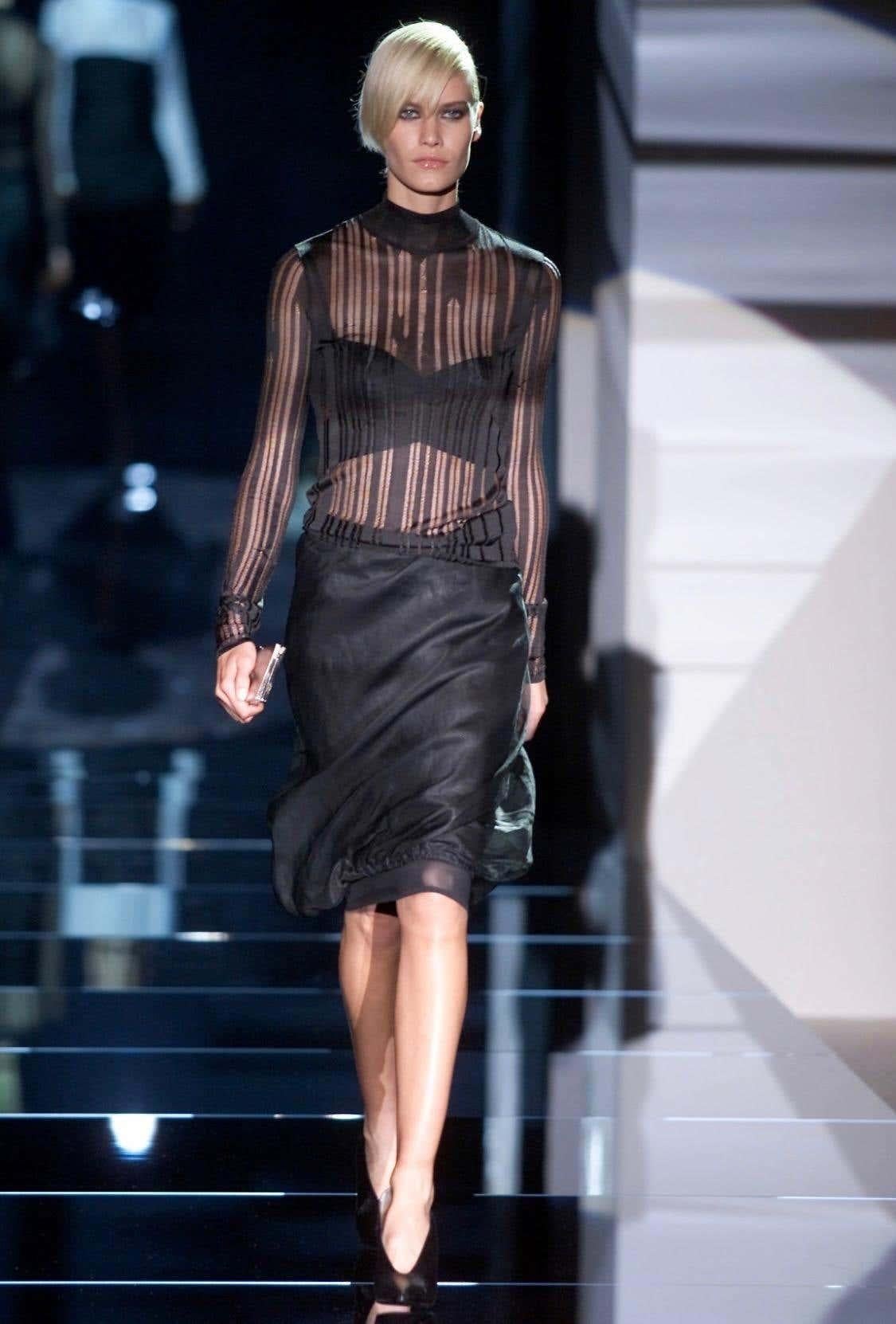 NWT S/S 2001 Gucci by Tom Ford Runway Black Satin Crossover Bralette Top - RealList