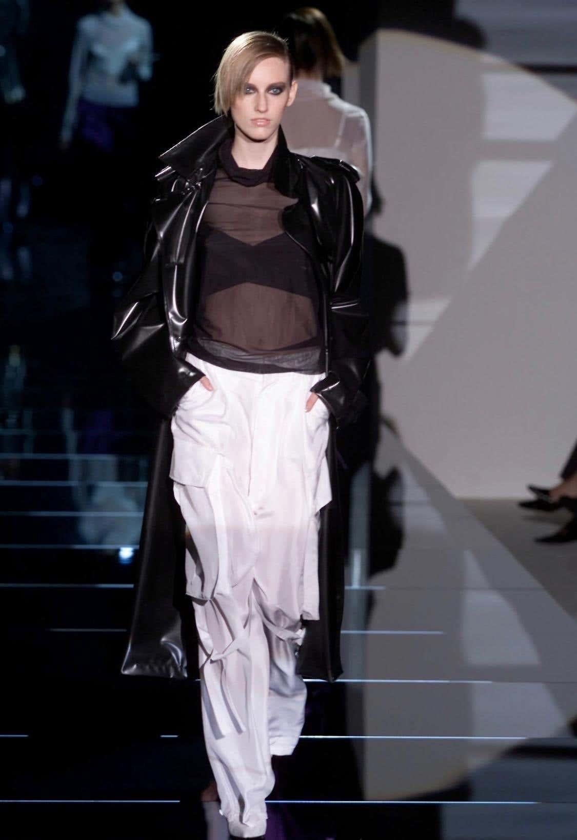 NWT S/S 2001 Gucci by Tom Ford Runway Black Satin Crossover Bralette Top - RealList