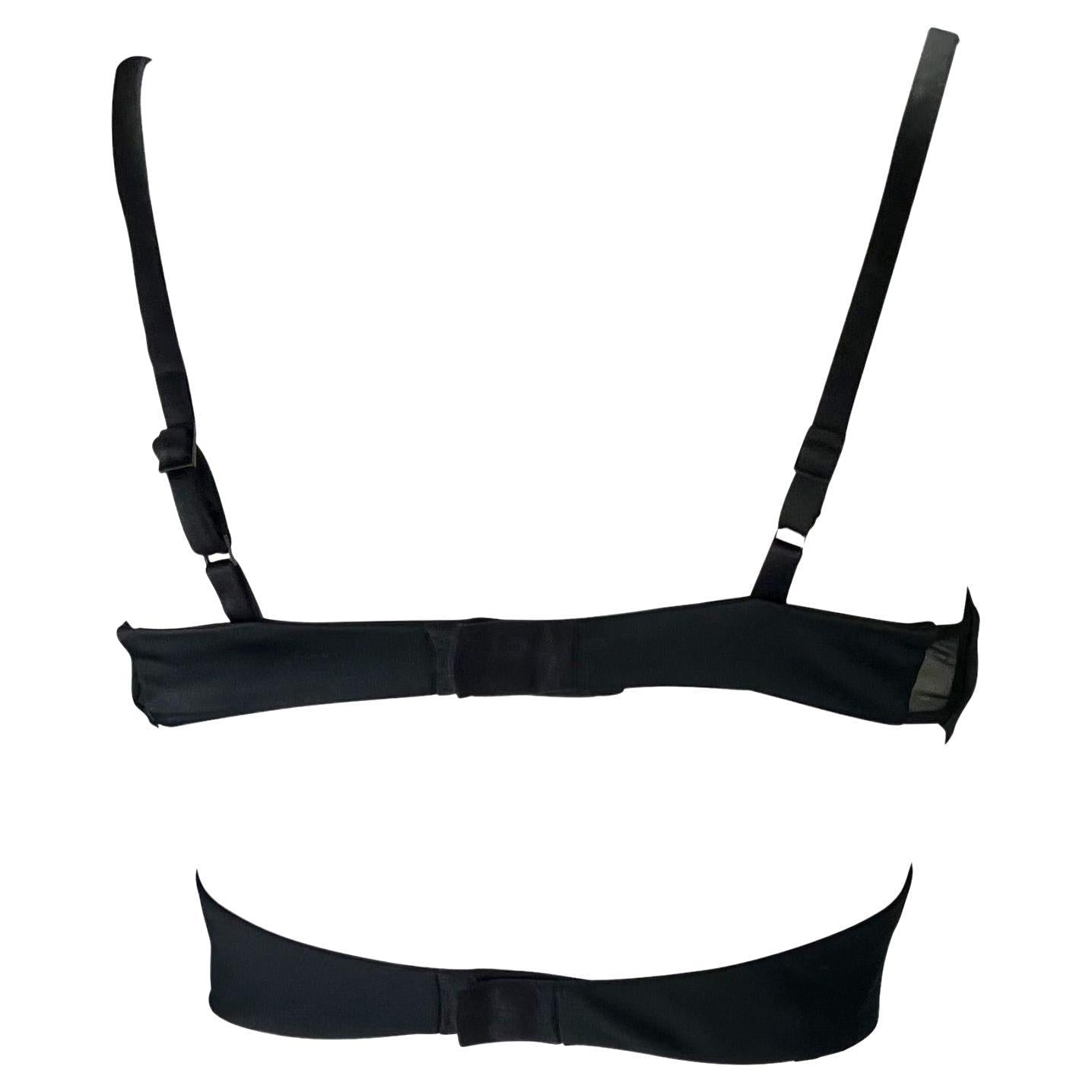 NWT S/S 2001 Gucci by Tom Ford Runway Black Satin Crossover Bralette Top - RealList