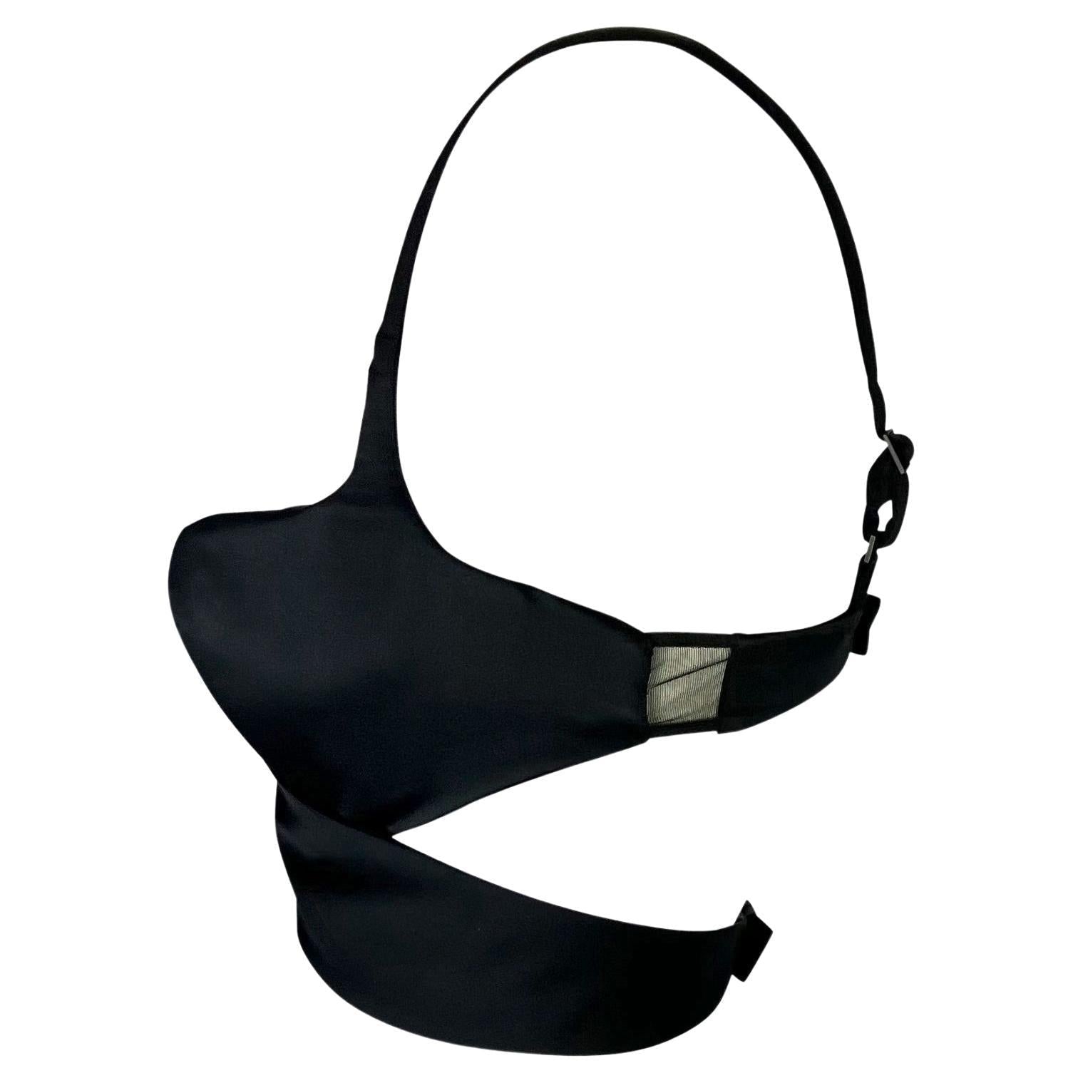 NWT S/S 2001 Gucci by Tom Ford Runway Black Satin Crossover Bralette Top - RealList