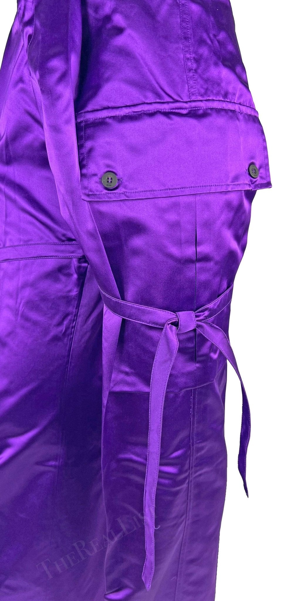 NWT S/S 2001 Gucci by Tom Ford Runway Purple Satin Tie Wide Leg Cargo Pants - RealList
