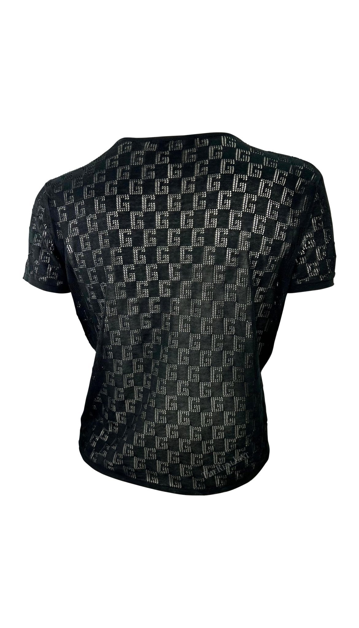 NWT S/S 2001 Gucci by Tom Ford Sheer 'G' Logo Knit T-Shirt Top - RealList