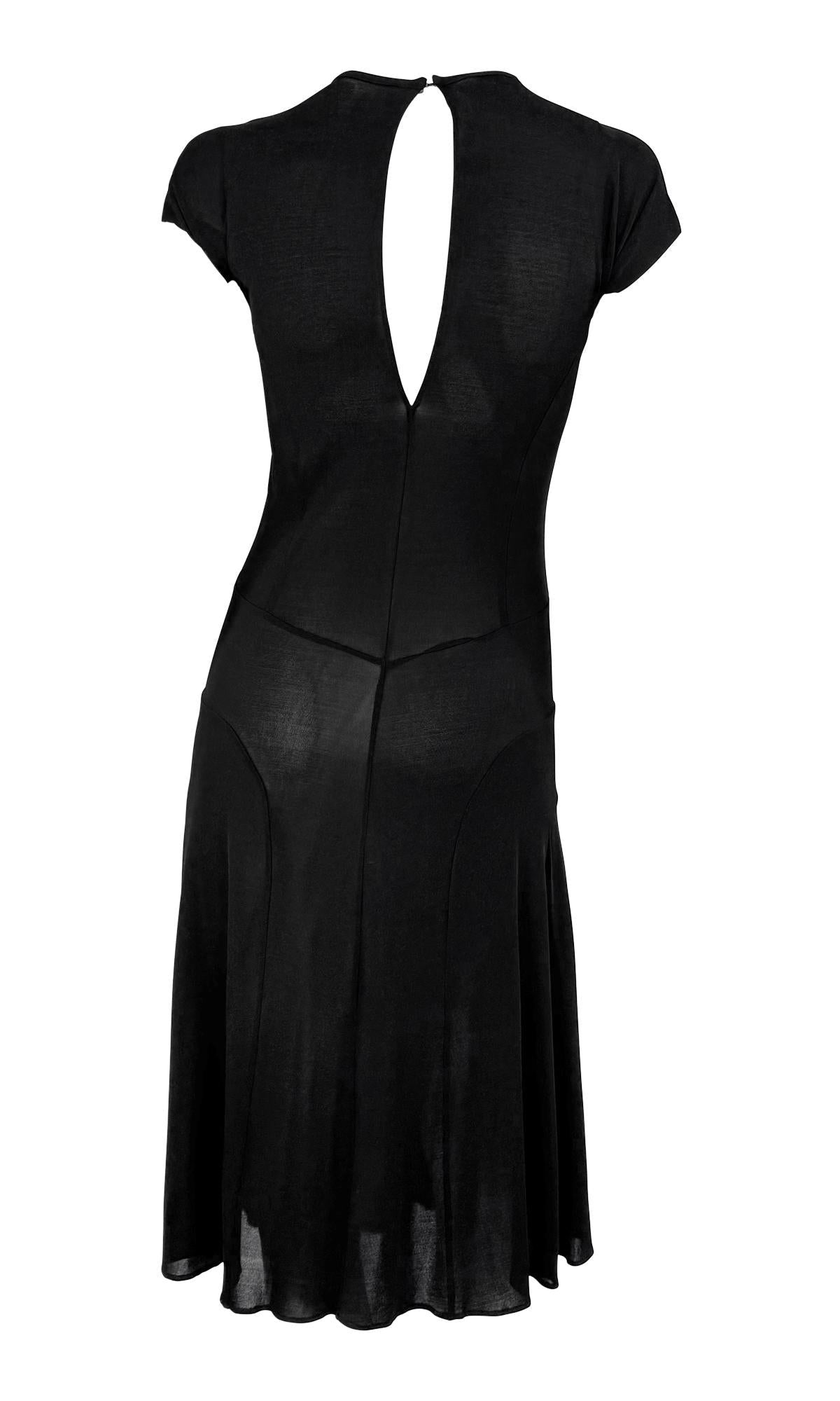 NWT S/S 2002 Calvin Klein Collection Runway Sheer Black Bodycon Flare Midi Dress - RealList