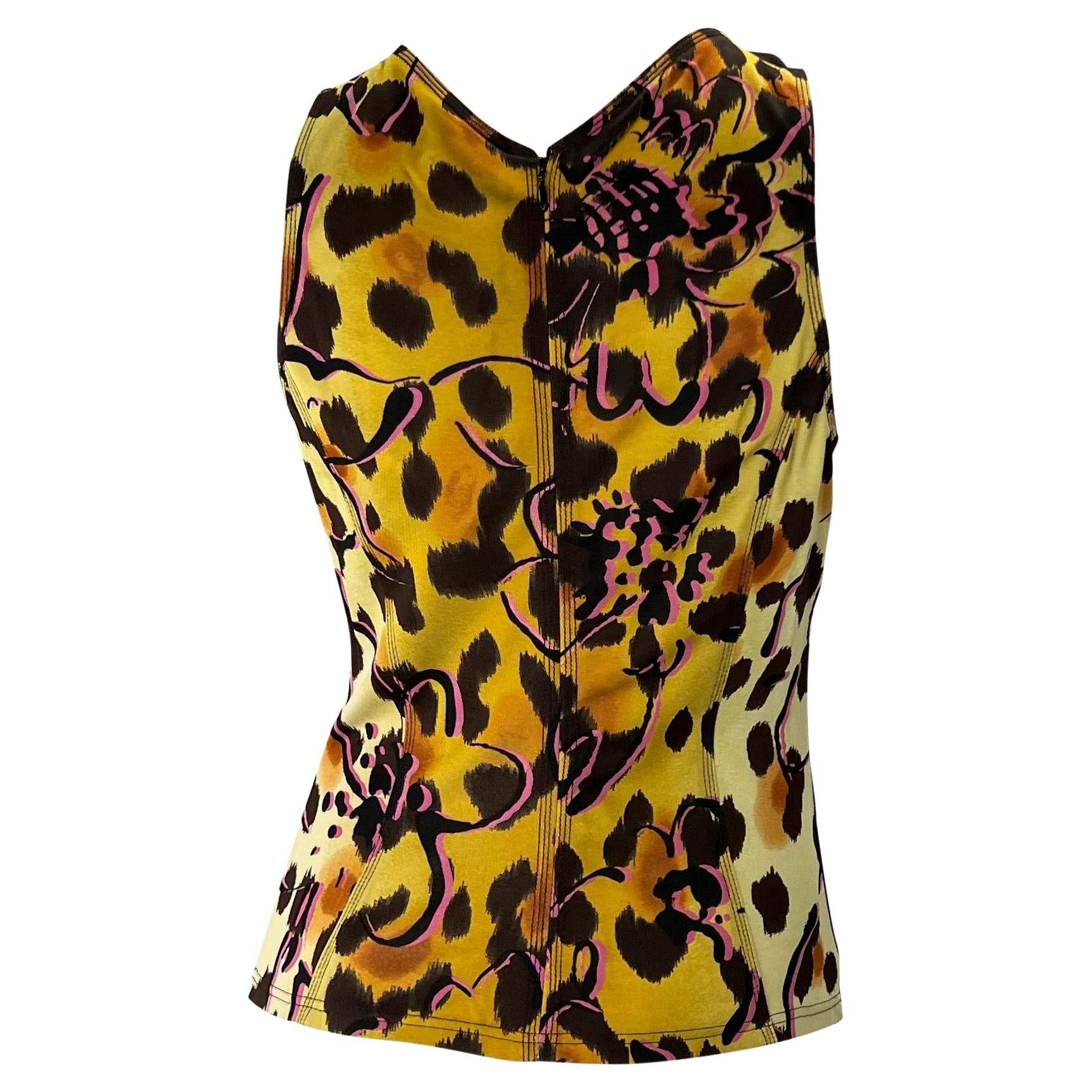 NWT S/S 2002 Gianni Versace by Donatella Leopard Print Mesh Tank Top - RealList