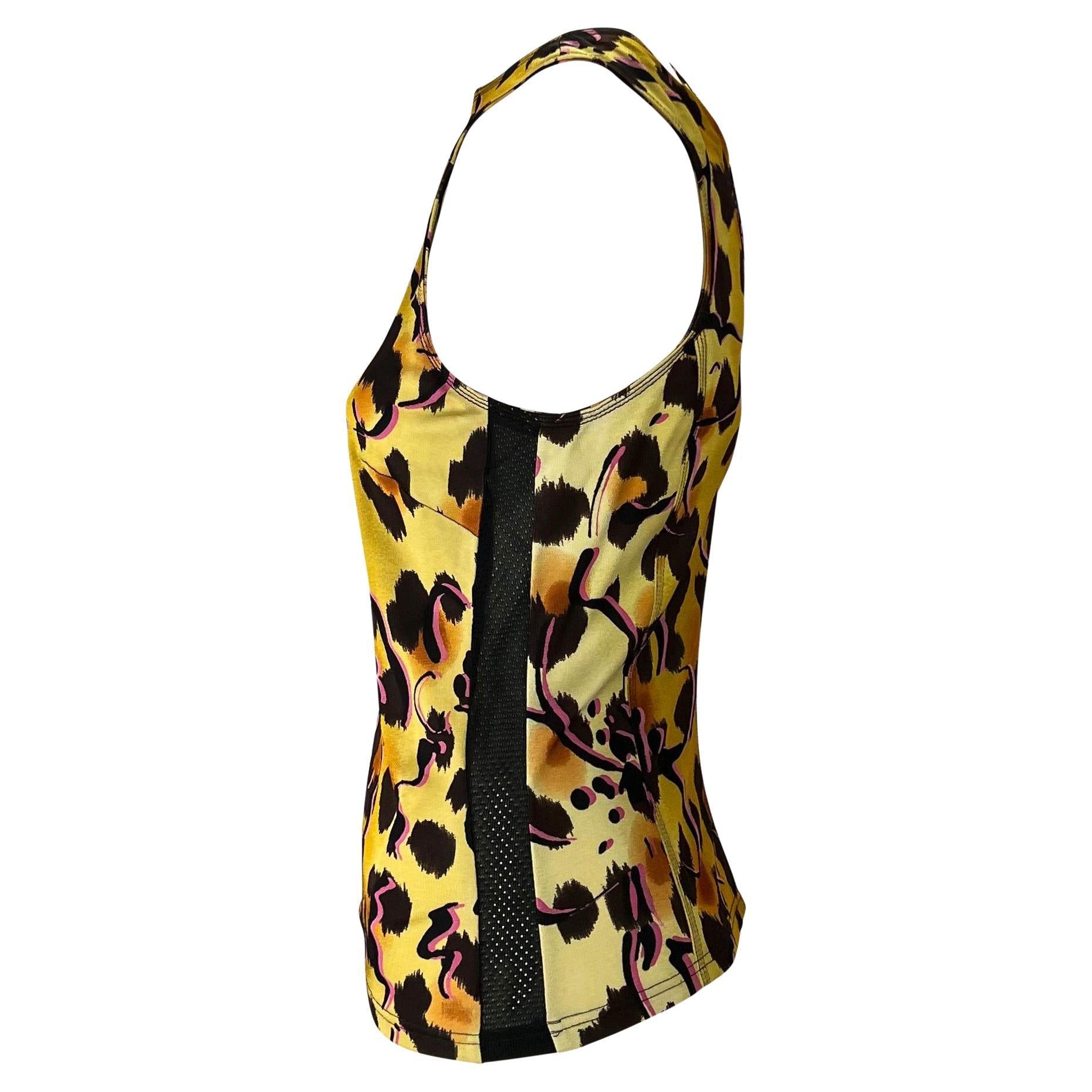 NWT S/S 2002 Gianni Versace by Donatella Leopard Print Mesh Tank Top - RealList