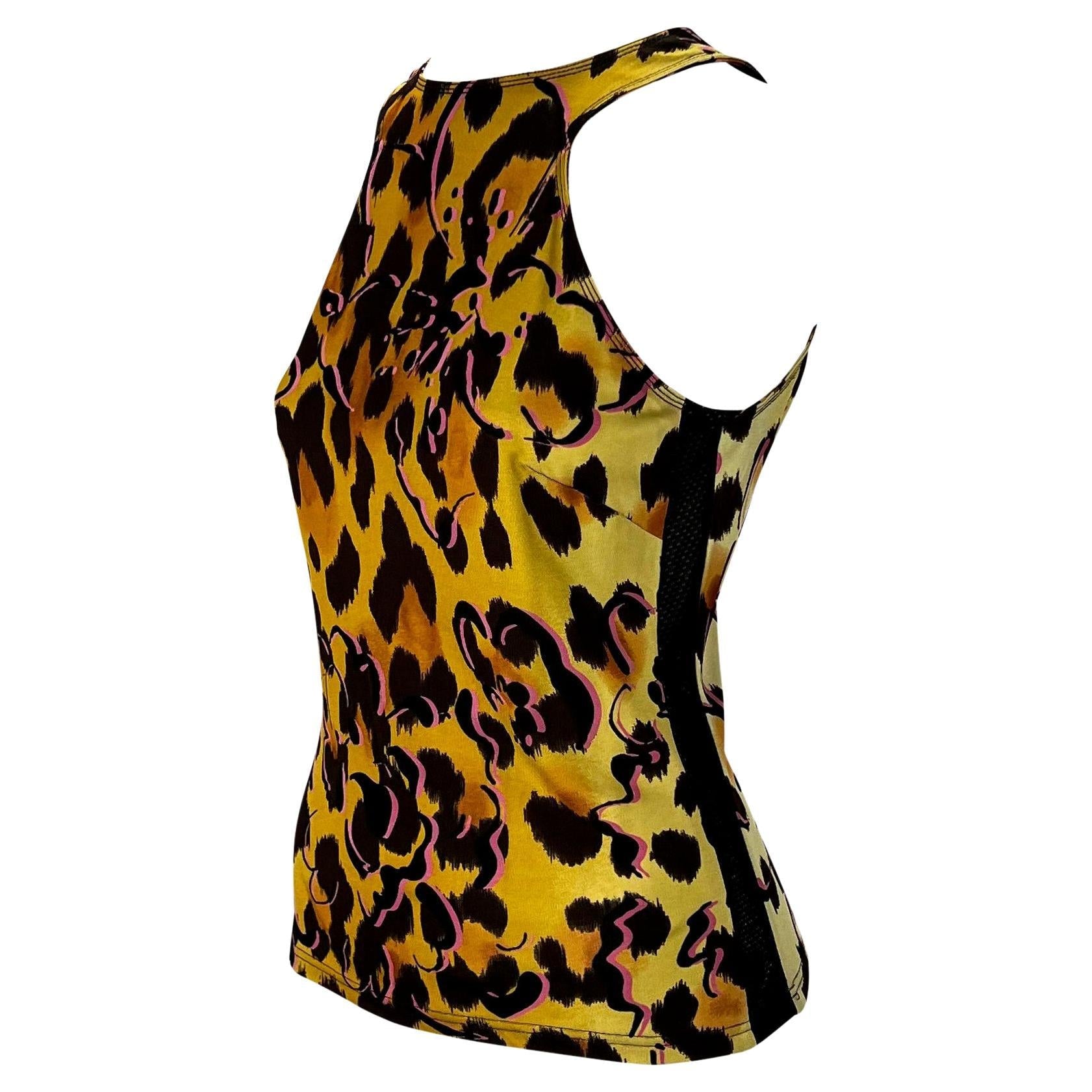 NWT S/S 2002 Gianni Versace by Donatella Leopard Print Mesh Tank Top - RealList