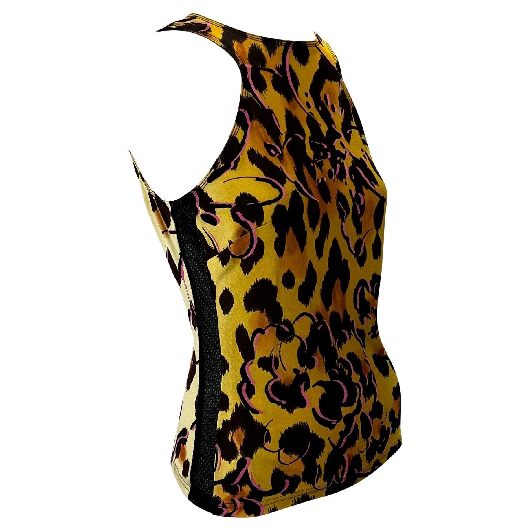 NWT S/S 2002 Gianni Versace by Donatella Leopard Print Mesh Tank Top - RealList