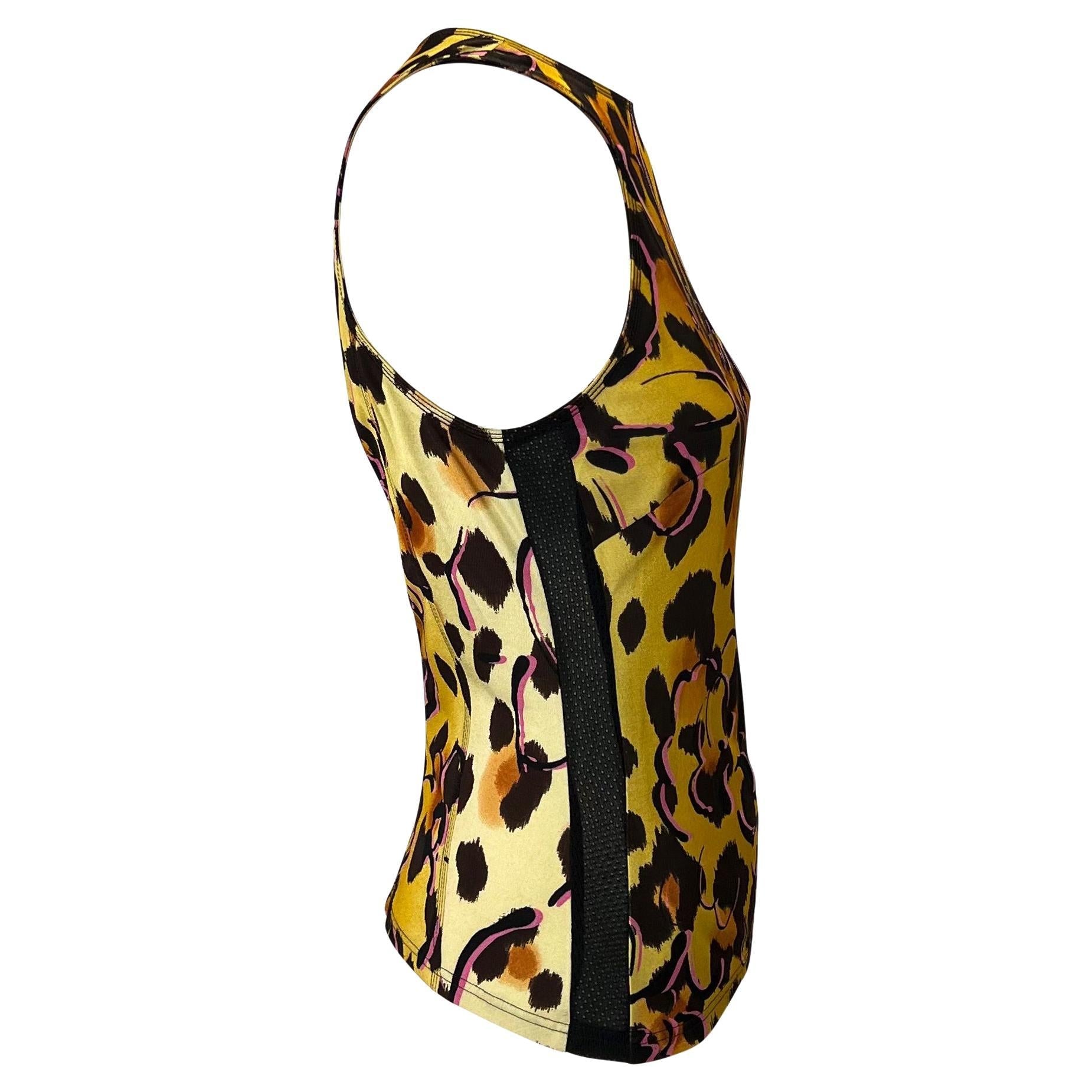 NWT S/S 2002 Gianni Versace by Donatella Leopard Print Mesh Tank Top - RealList
