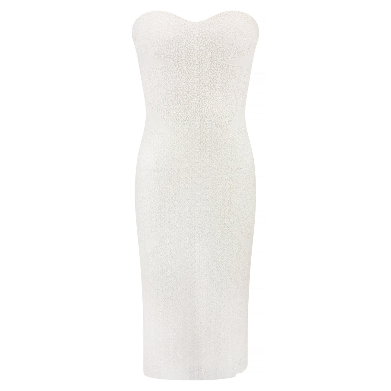 NWT S/S 2002 Gianni Versace by Donatella White Floral Lace Strapless Dress - RealList