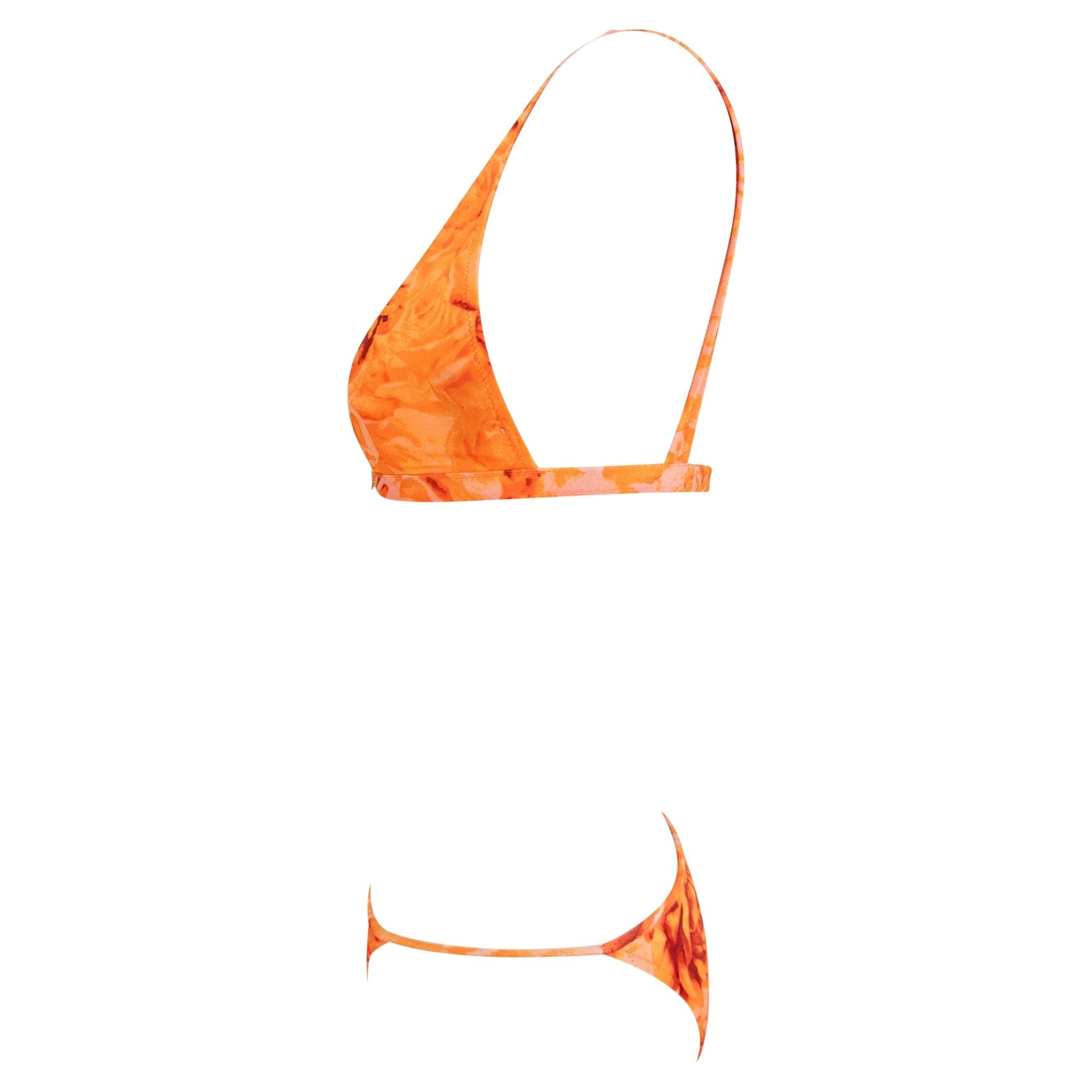 NWT S/S 2002 Versace by Donatella Neon Orange Floral Print Bikini Wrap Skirt Set - RealList