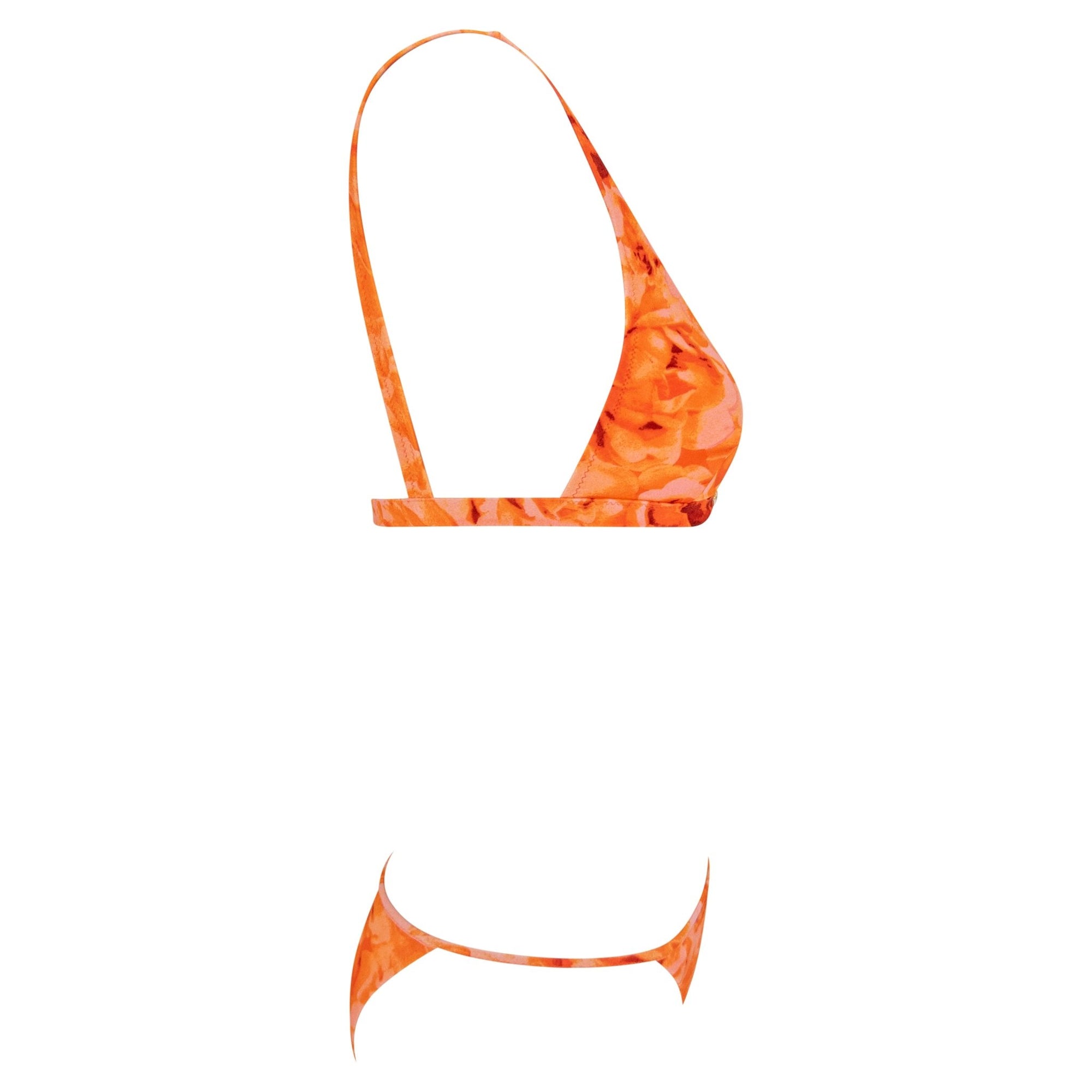 NWT S/S 2002 Versace by Donatella Neon Orange Floral Print Bikini Wrap Skirt Set - RealList