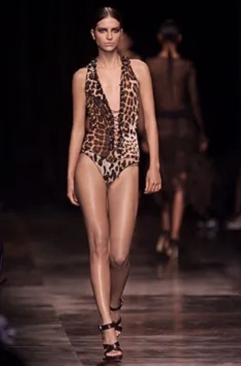 NWT S/S 2002 Yves Saint Laurent by Tom Ford Backless Halter Leopard Silk Gown - RealList
