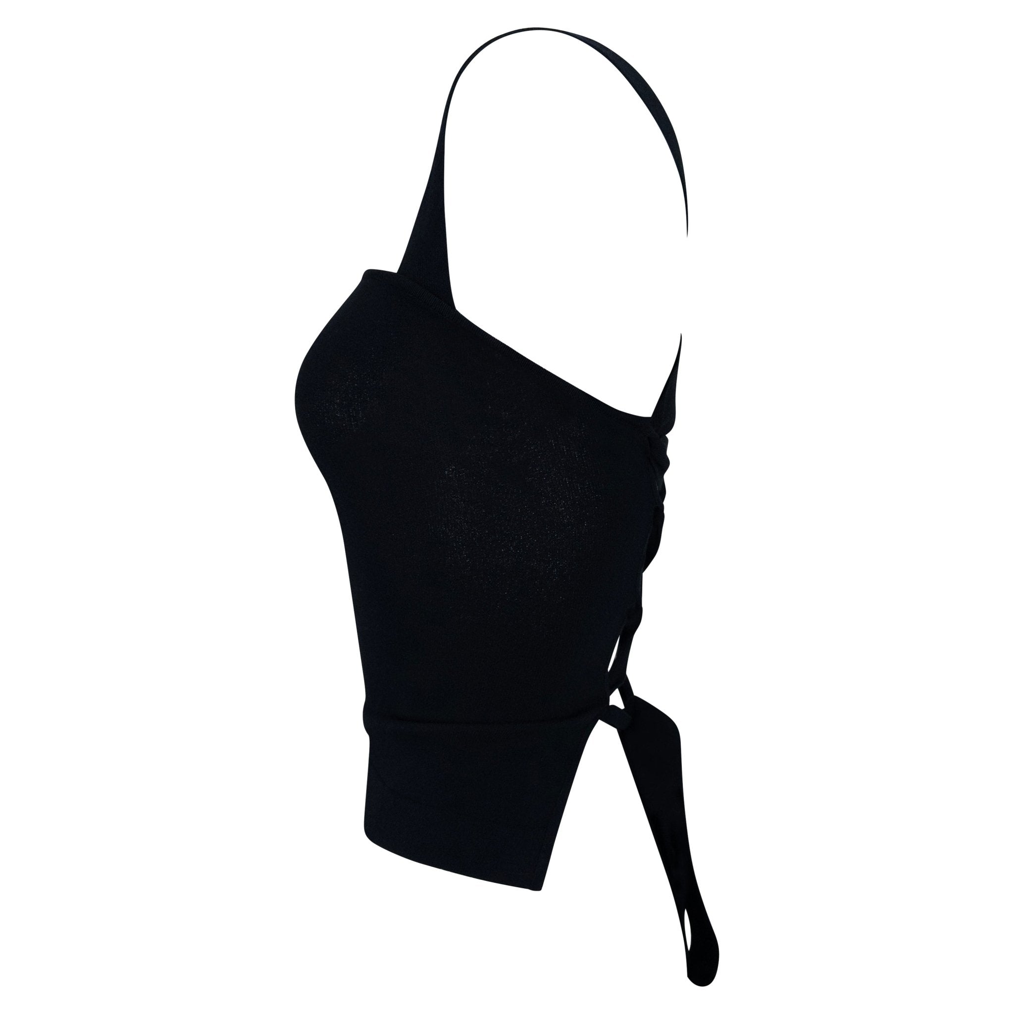NWT S/S 2003 Dolce & Gabbana Black Knit Backless Lace - Up Tank Top - RealList