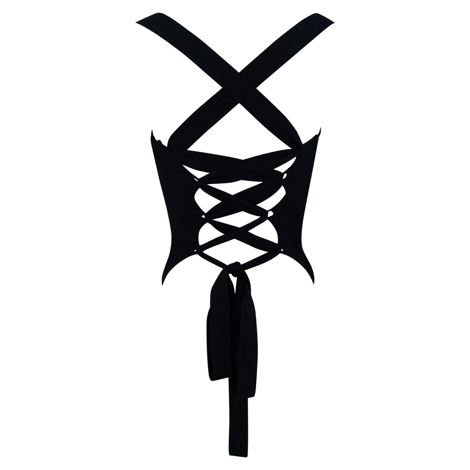 NWT S/S 2003 Dolce & Gabbana Black Knit Backless Lace - Up Tank Top - RealList